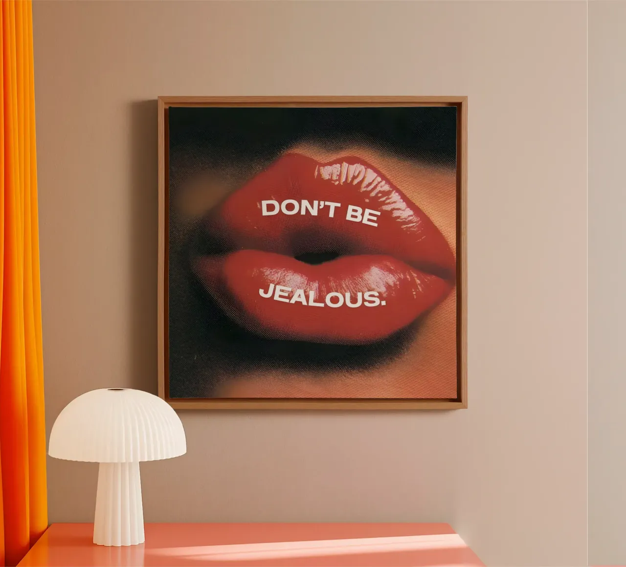 'DON'T BE JEALOUS! canvas met Baklijst van Type & Tape