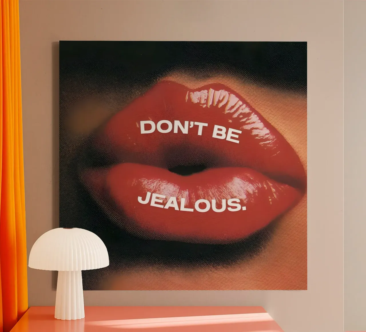 'DON'T BE JEALOUS! canvas met Baklijst van Type & Tape