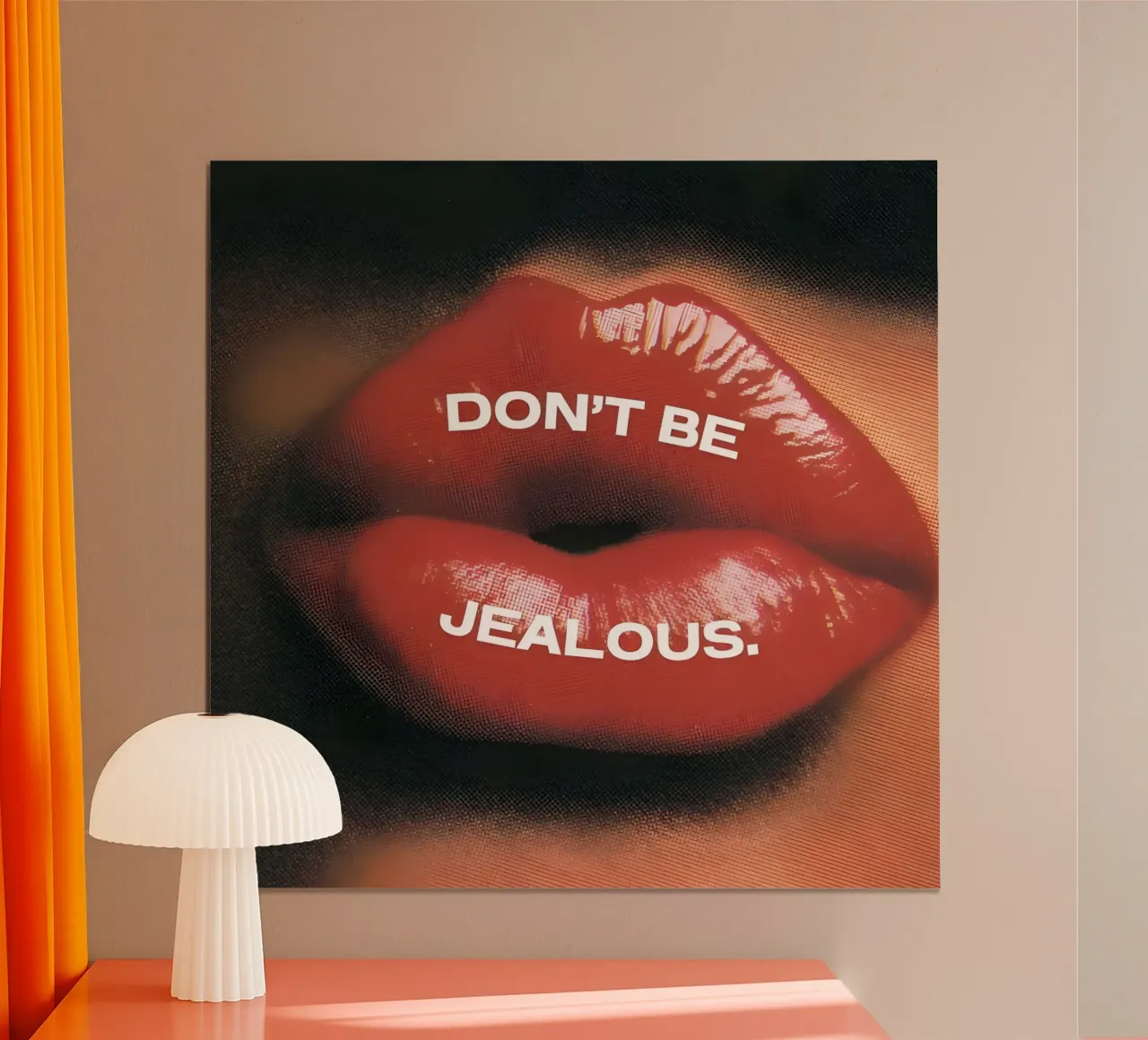 'DON'T BE JEALOUS! poster con telaio in legno da Type & Tape