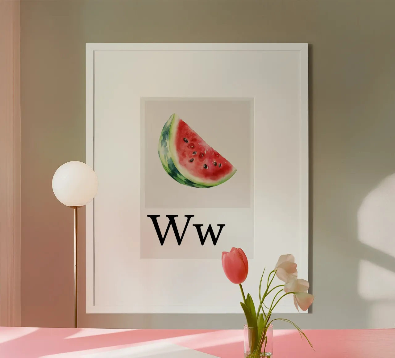 Buchstabe W - W wie Wassermelone poster con telaio in alluminio da Grünkraftwerk