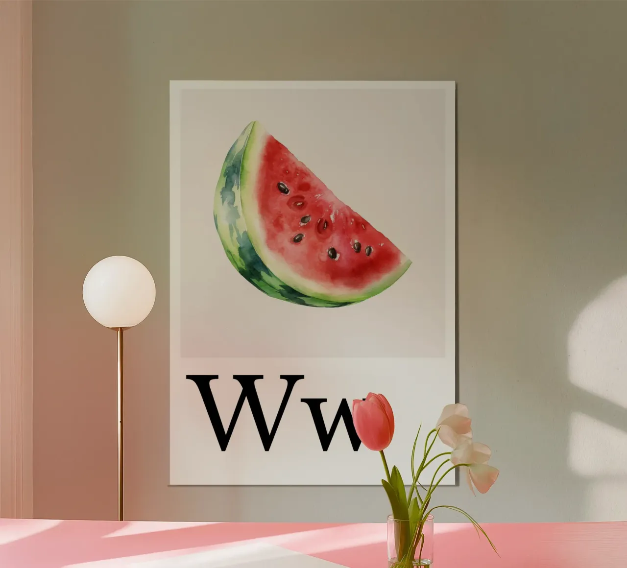 Buchstabe W - W wie Wassermelone poster con telaio in alluminio da Grünkraftwerk