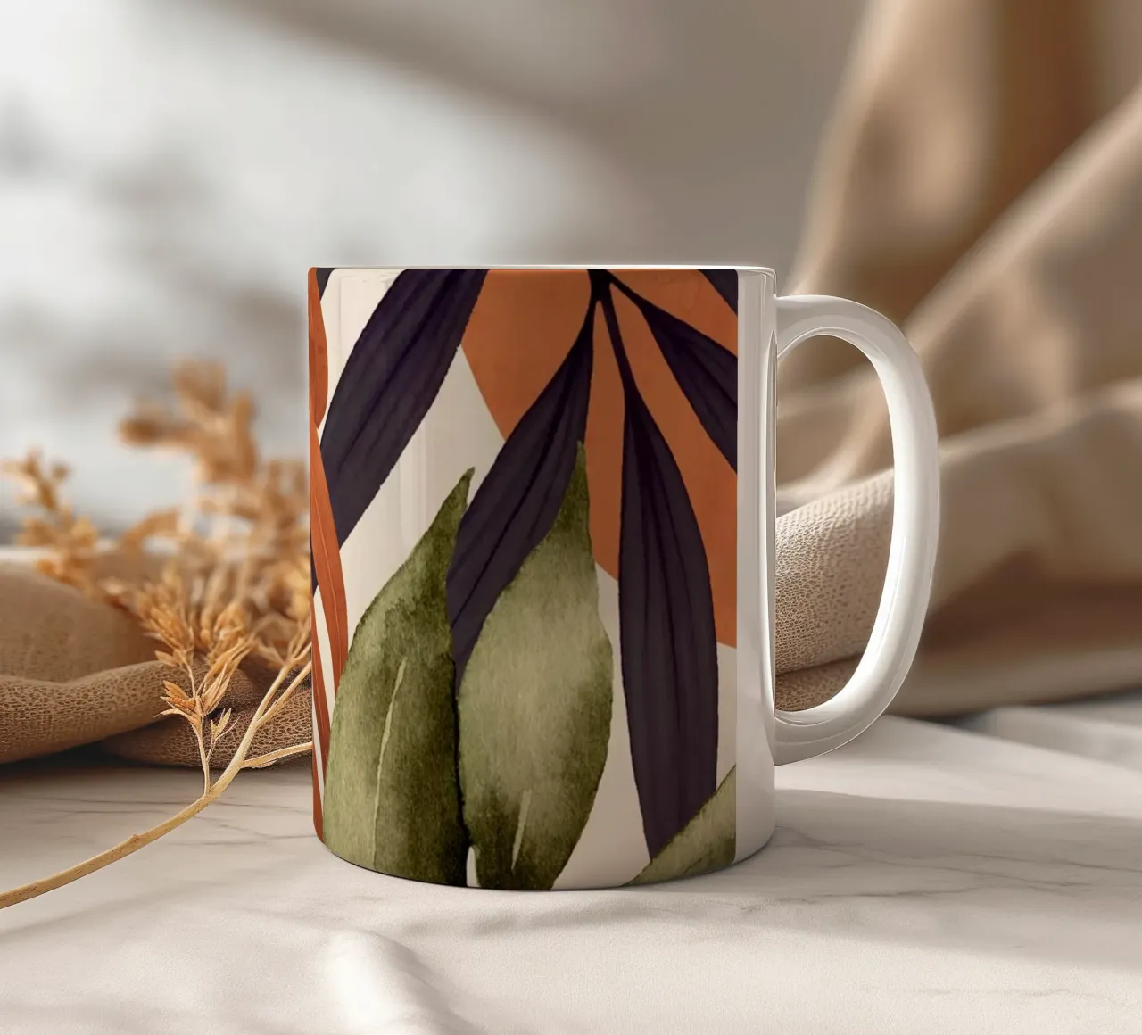 Abstract Art Tropical Leaves 134 ceramic mug by ThingDesign