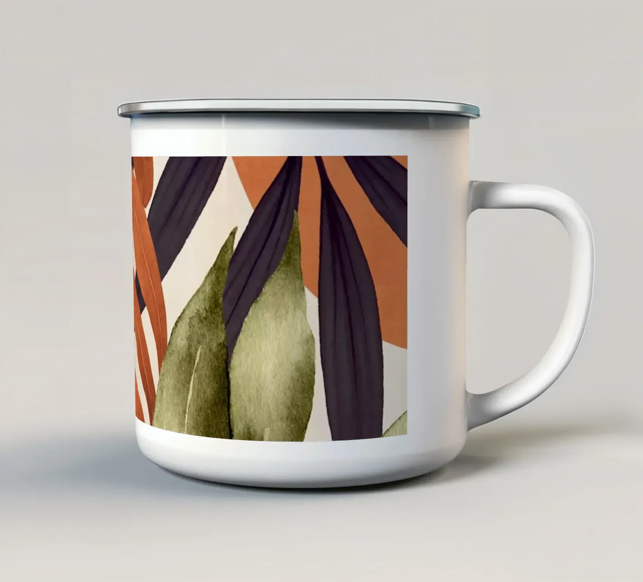 Abstract Art Tropical Leaves 134 enamel mug by ThingDesign