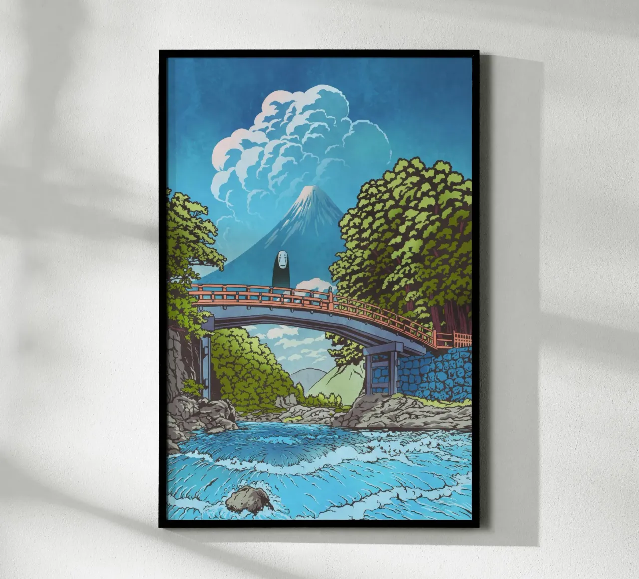 Kaonashi - Spirito del ponte sul fiume poster con telaio in plastica da Junior Harrington