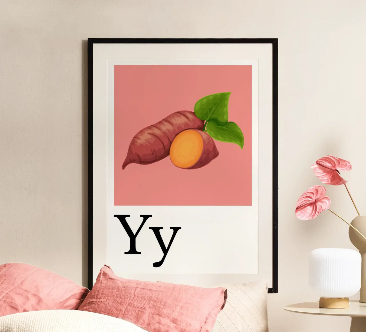 Buchstabe Y - Y wie Yams poster con telaio in alluminio da Grünkraftwerk