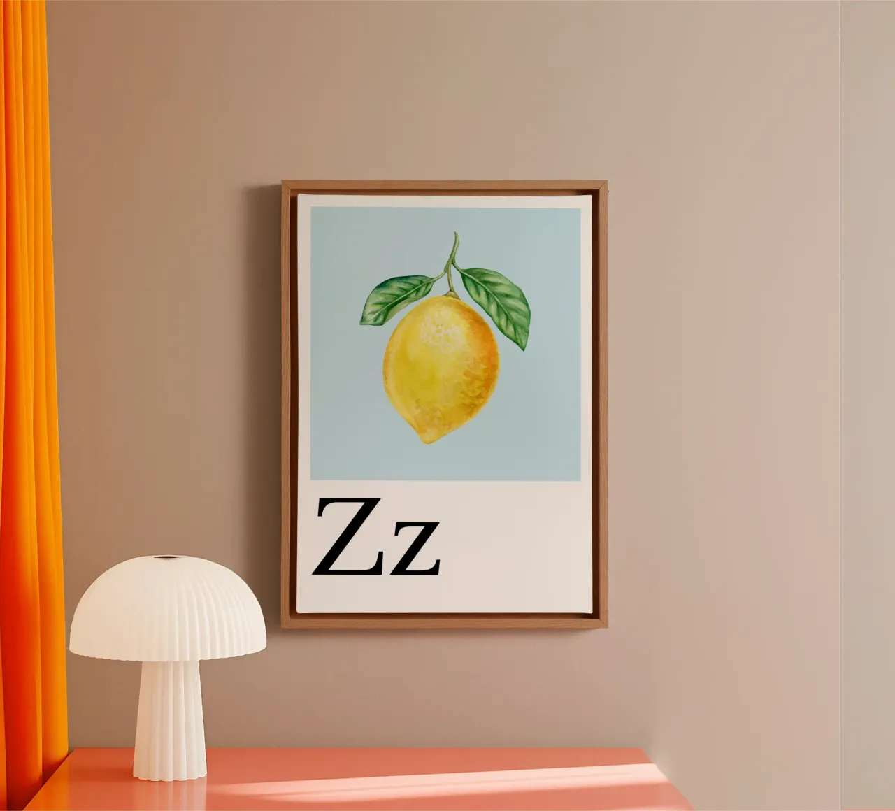 Buchstabe Z - Z wie Zitrone canvas van Plantiful Print