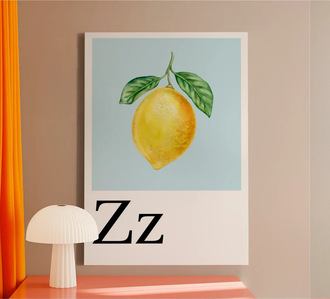 Buchstabe Z - Z wie Zitrone canvas van Plantiful Print