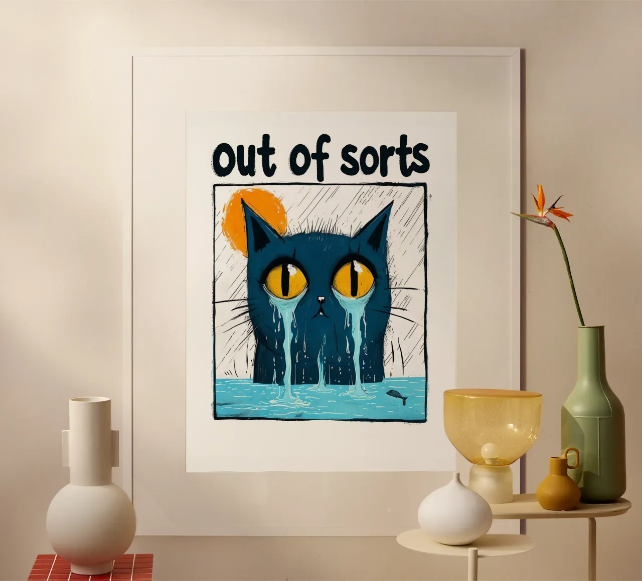 Gatto triste "fuori luogo poster da 🥝 KIWI STORE
