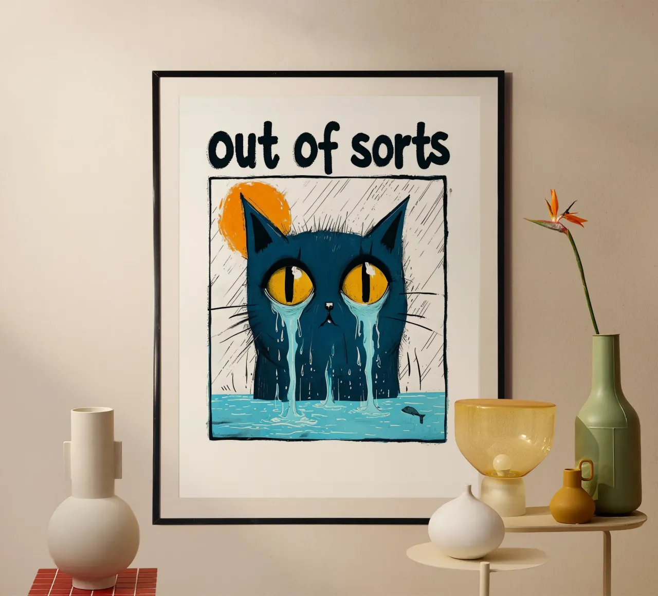 Gatto triste "fuori luogo poster da 🥝 KIWI STORE