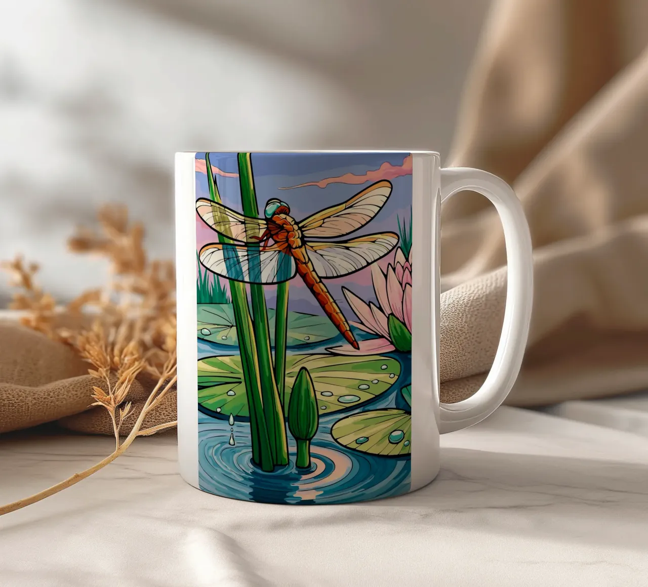 dragonfly tazza in ceramica da Dumery Art
