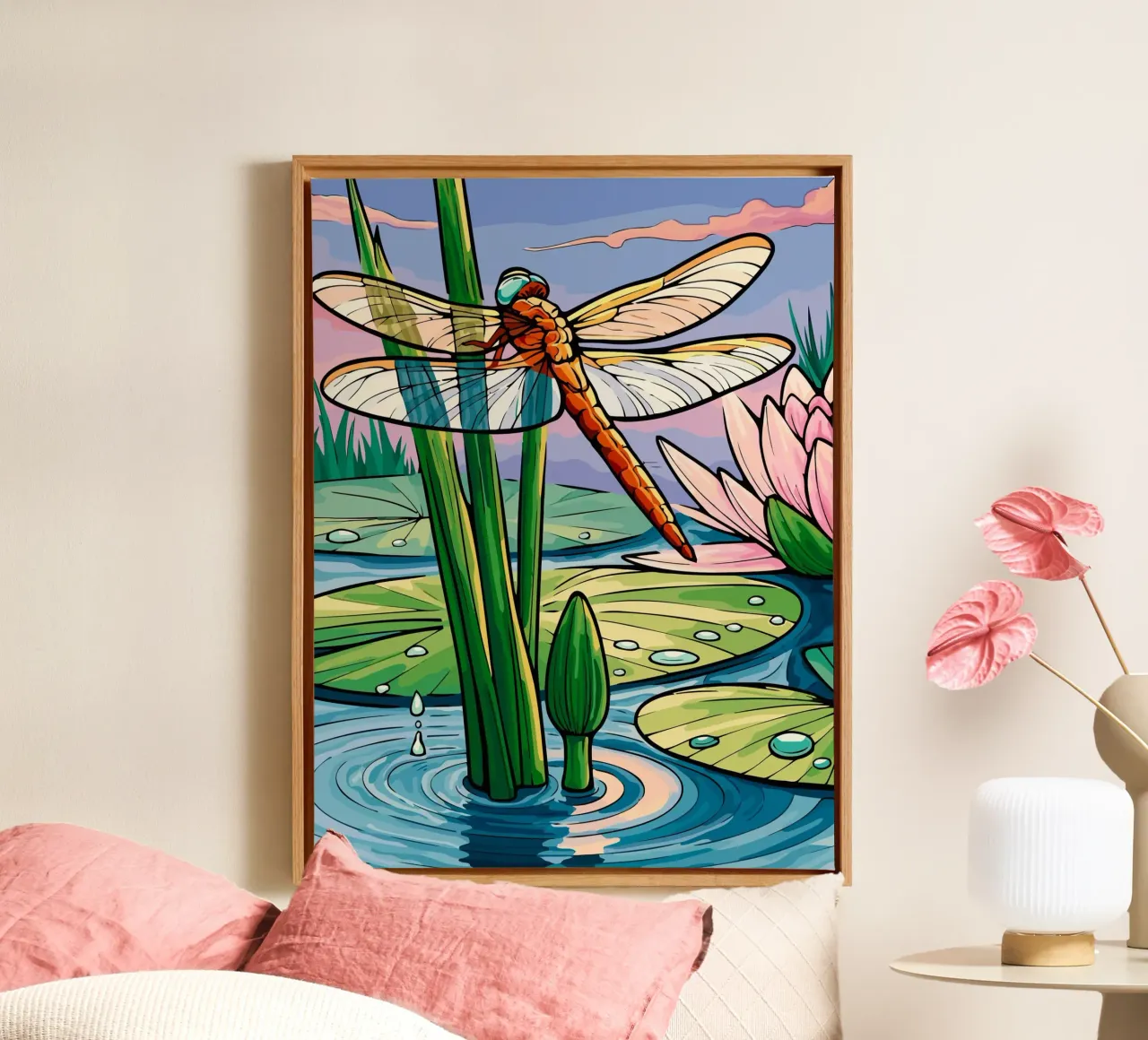 dragonfly tela con Cornice a cassetta da Dumery Art