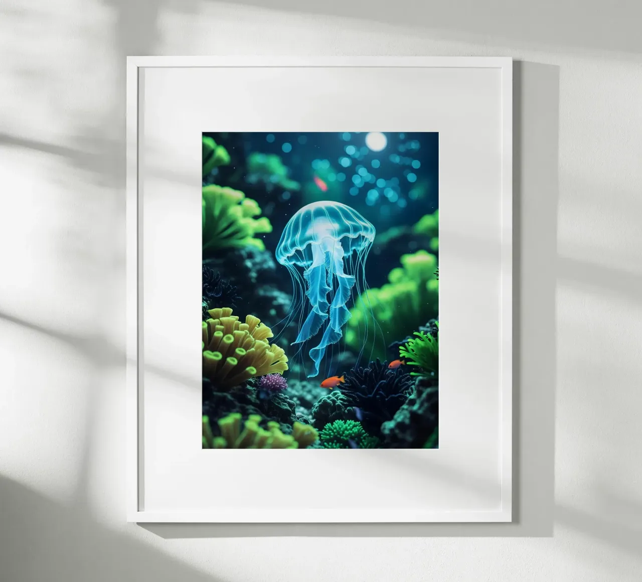 ✨🪼 Kristalltrieb ✦ Blaue Qualle in stillen Gewässern 🌙 Poster mit Aluminium Rahmen von LUMAQUA STUDIO