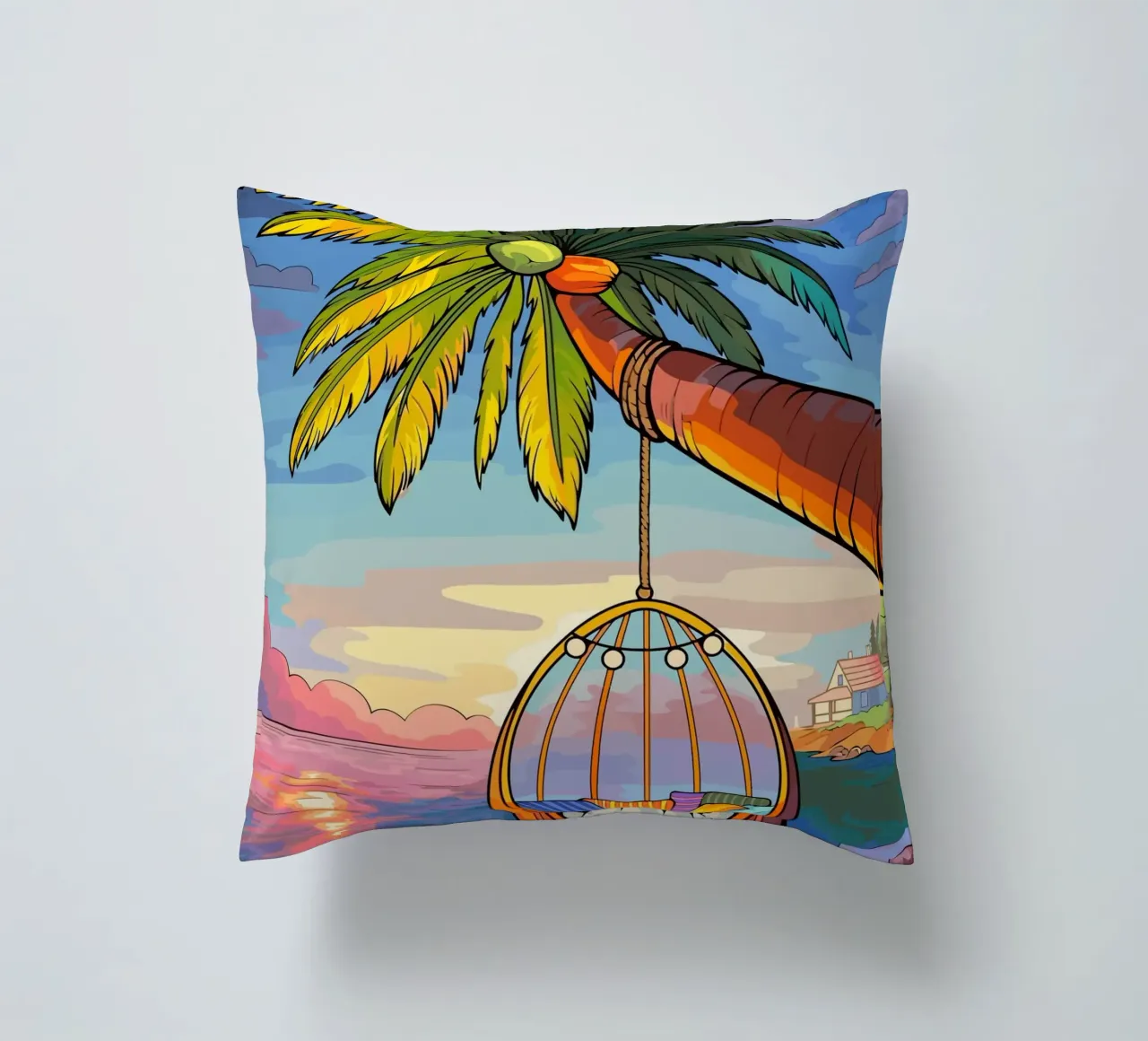swing under the coconut tree cuscino da Dumery Art