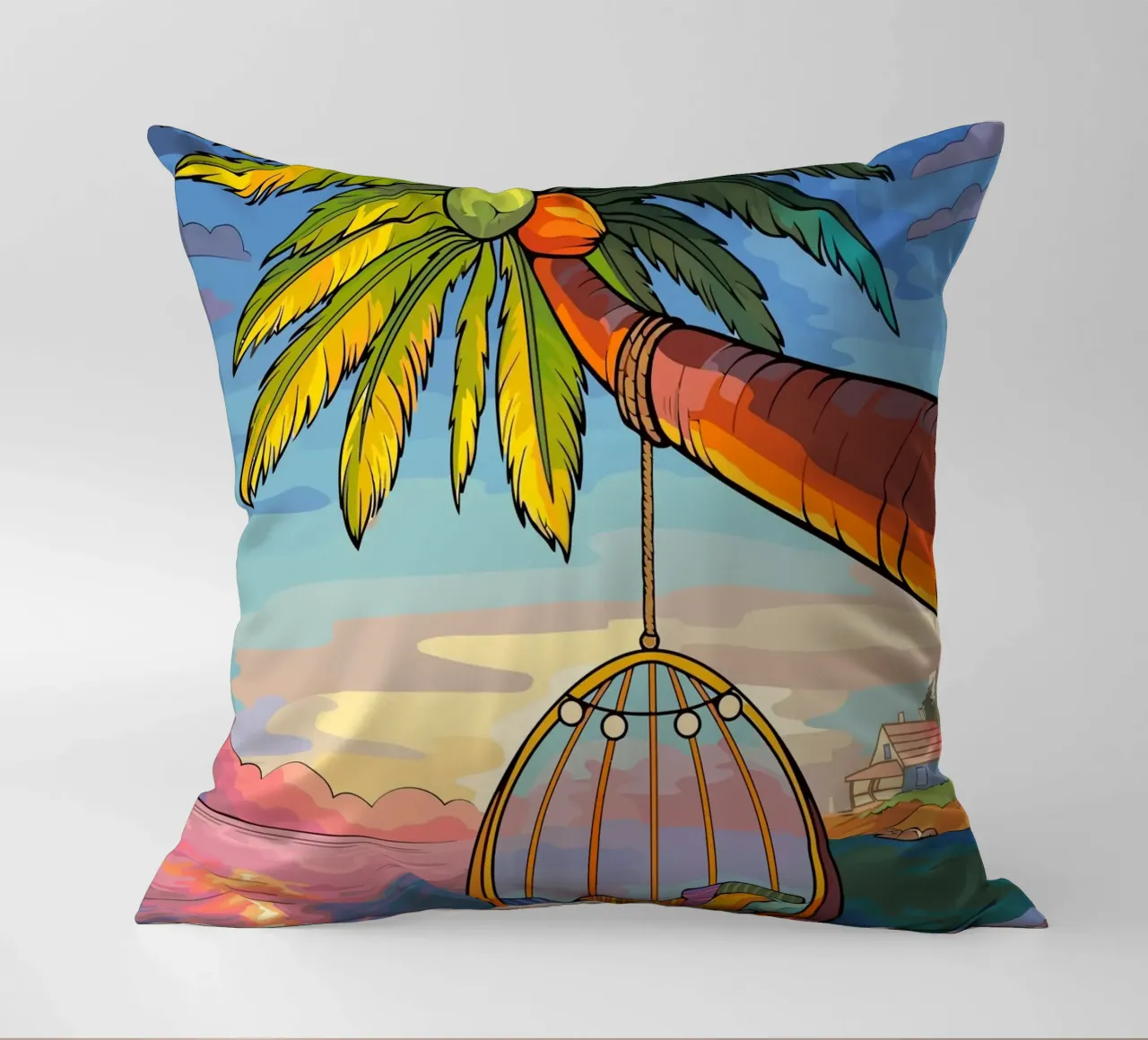 swing under the coconut tree cuscino da Dumery Art