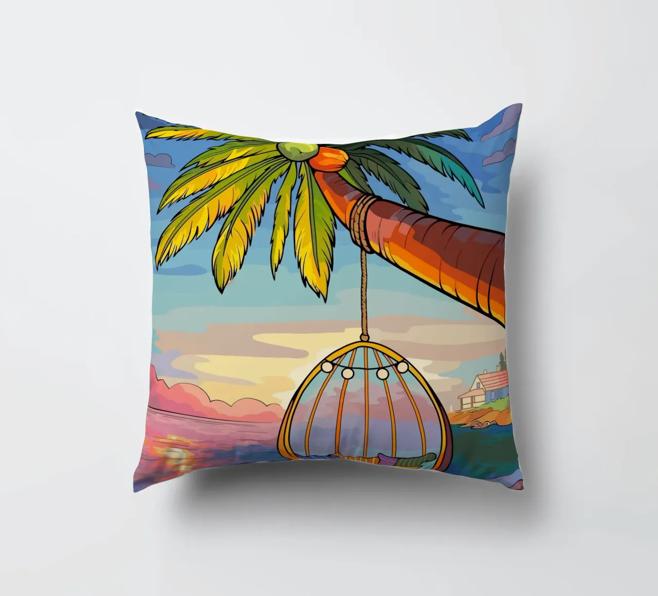 swing under the coconut tree cuscino da Dumery Art
