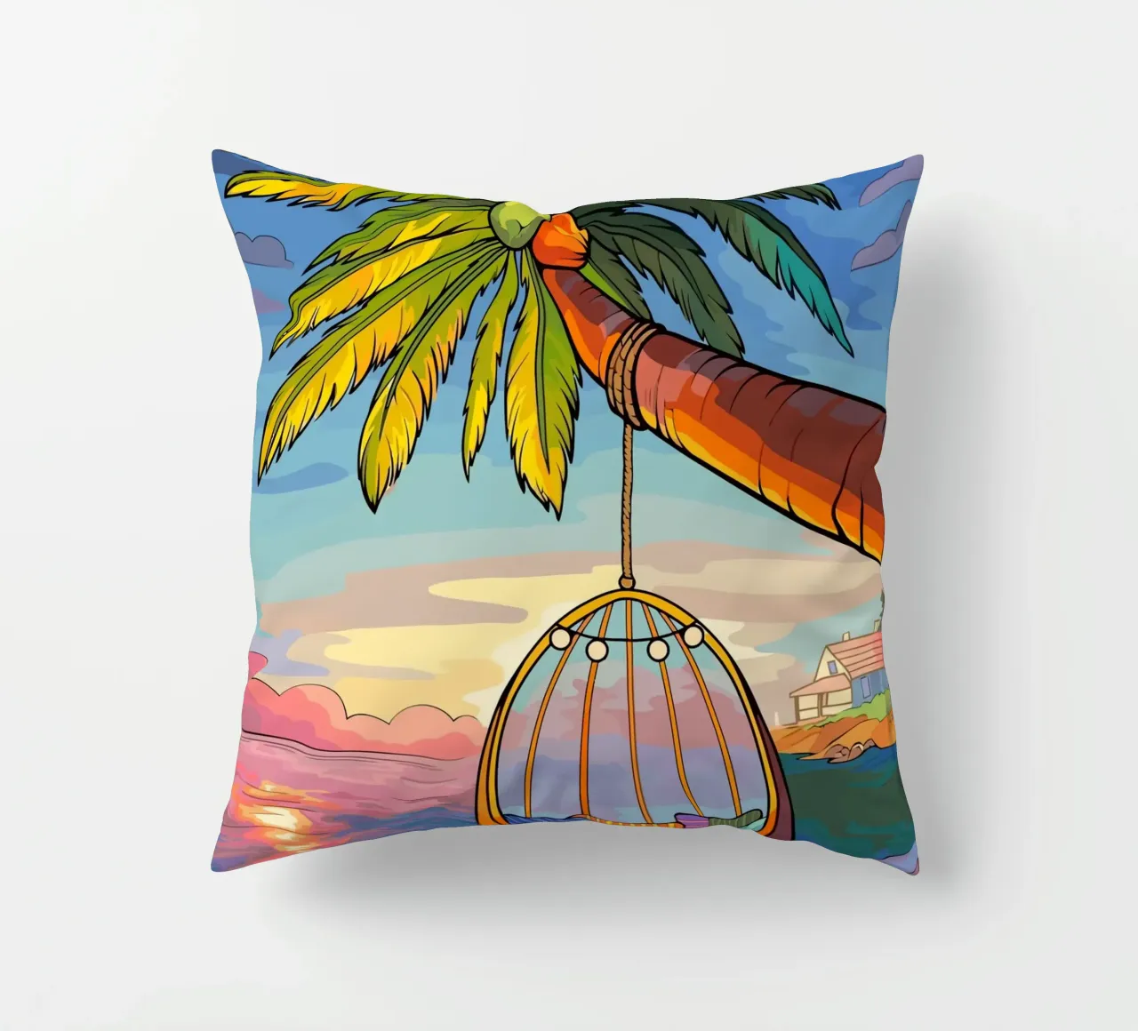swing under the coconut tree cuscino da Dumery Art