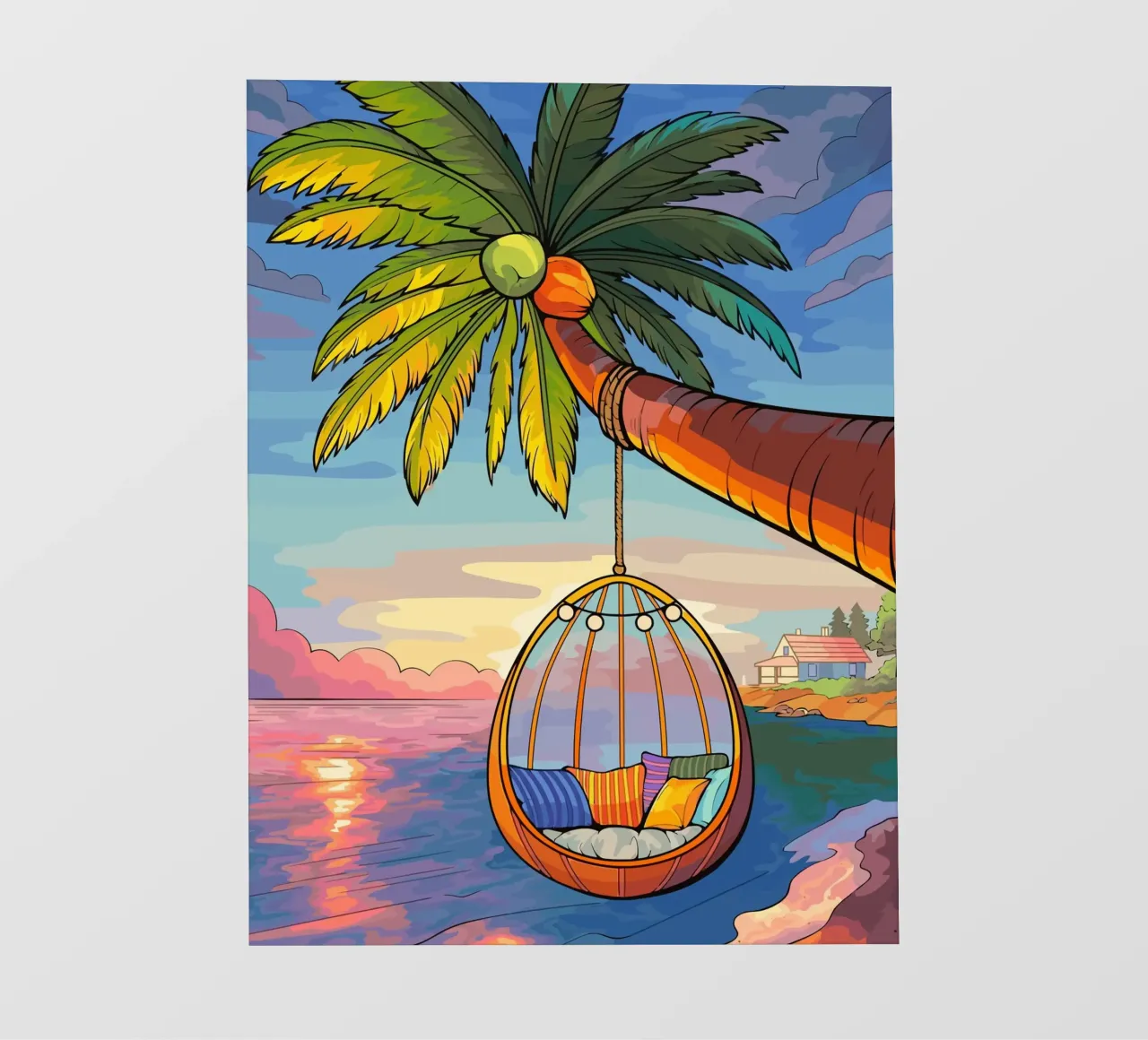 swing under the coconut tree telo in pvc da Dumery Art