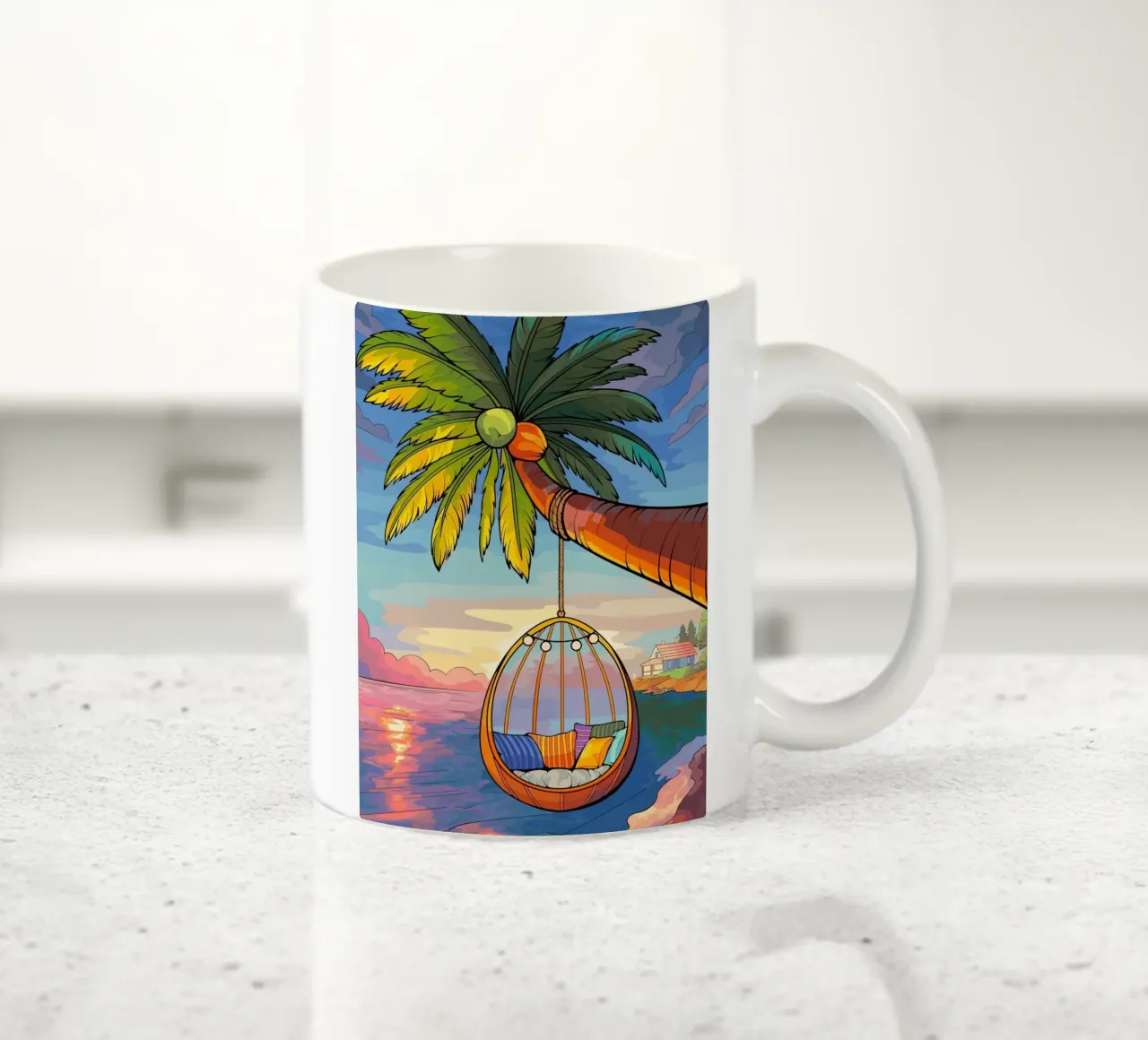 swing under the coconut tree tazza in ceramica da Dumery Art