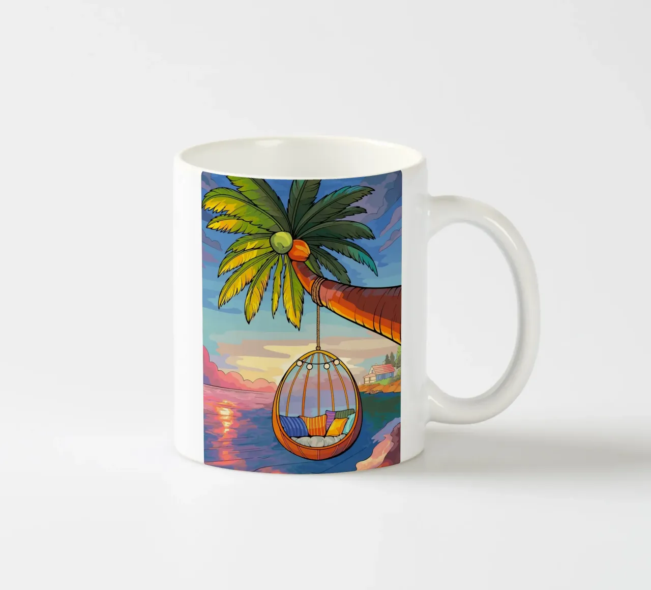 swing under the coconut tree tazza in ceramica da Dumery Art