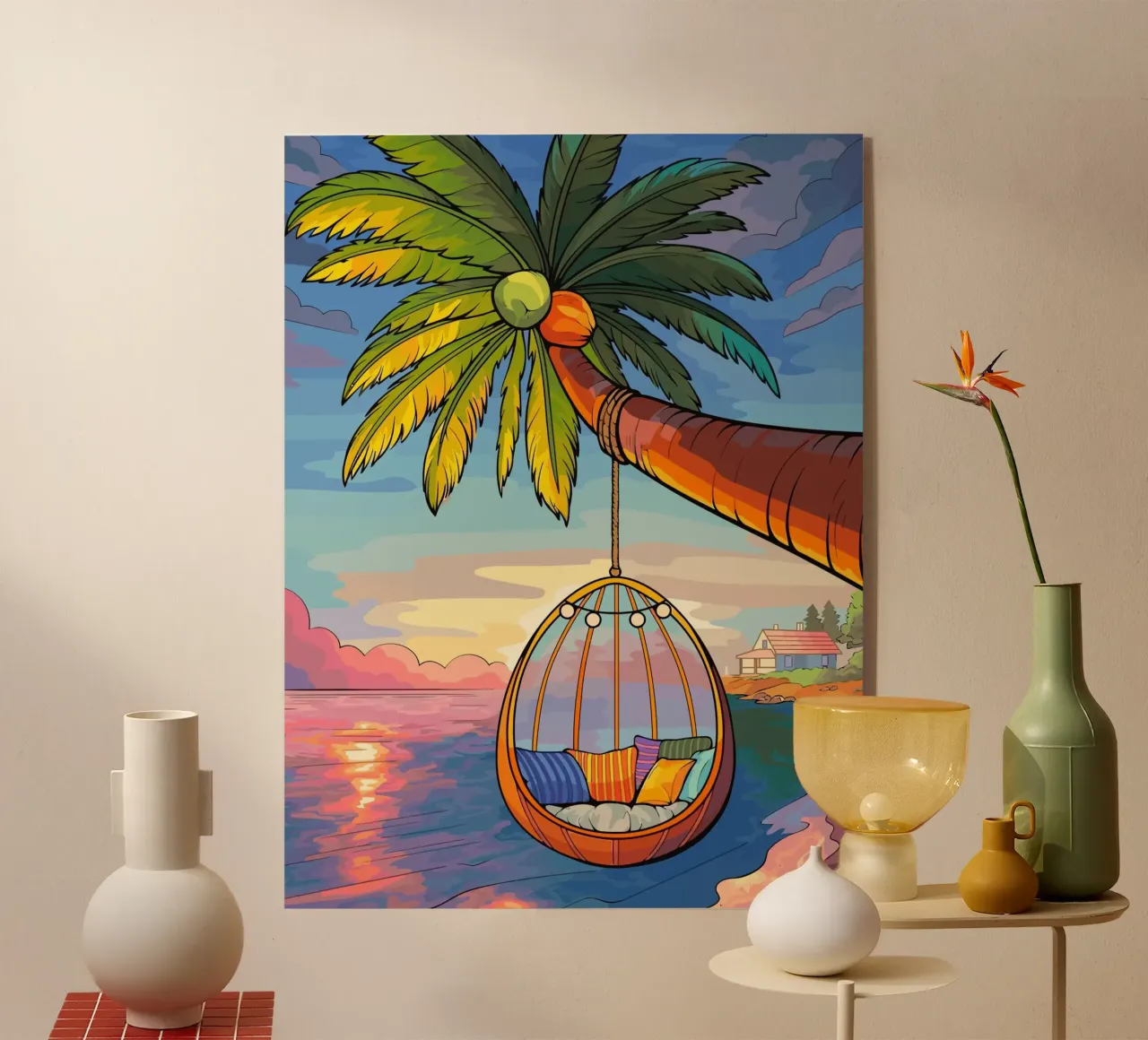 swing under the coconut tree plexiglass da Dumery Art