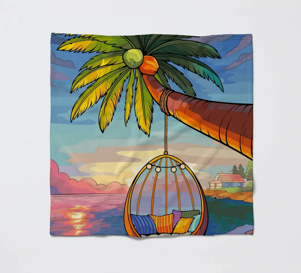 swing under the coconut tree coperta in pile da Dumery Art