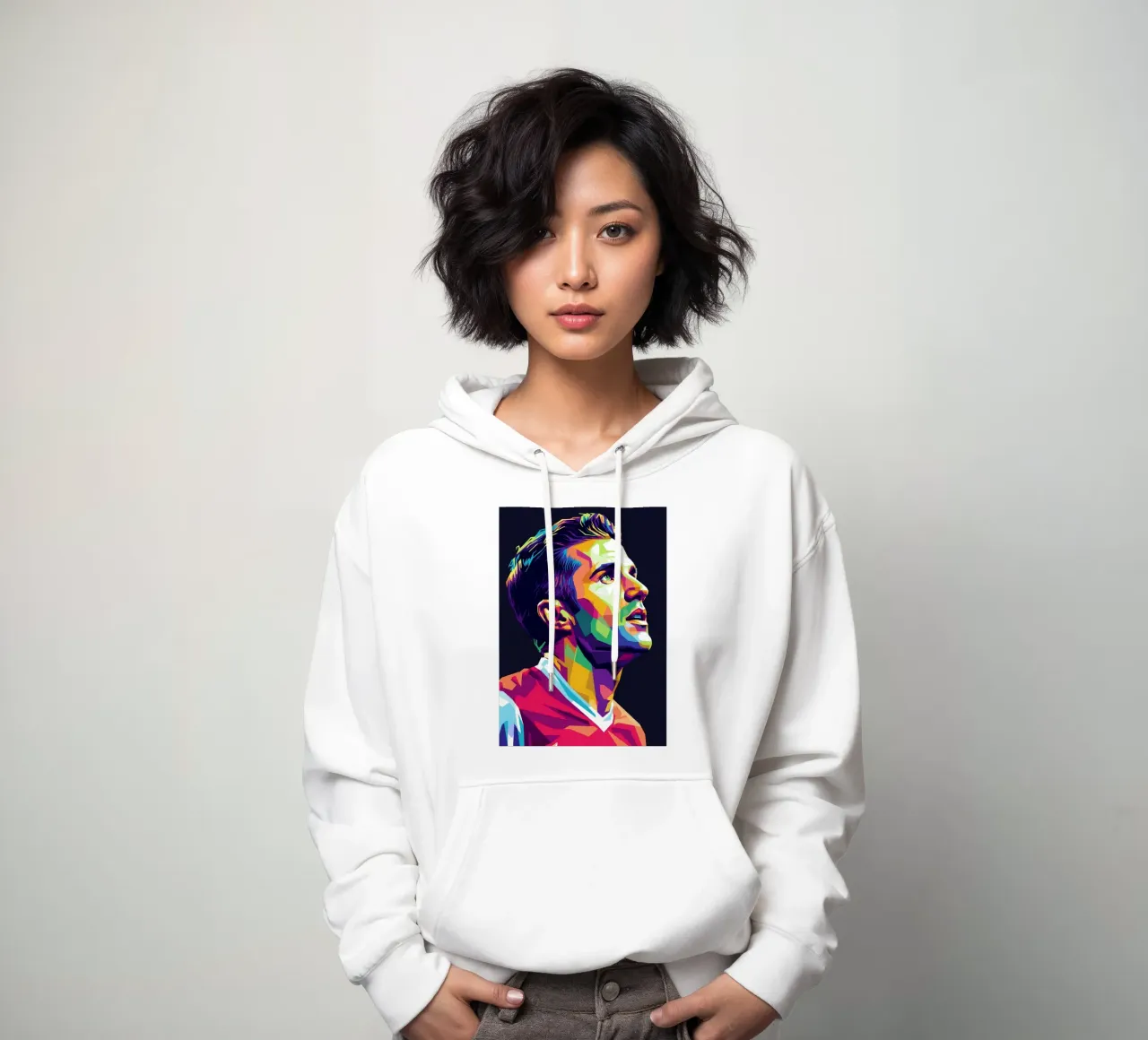 Ritratto pop art di Robin Van Persie felpa con cappuccio da Hantamrata
