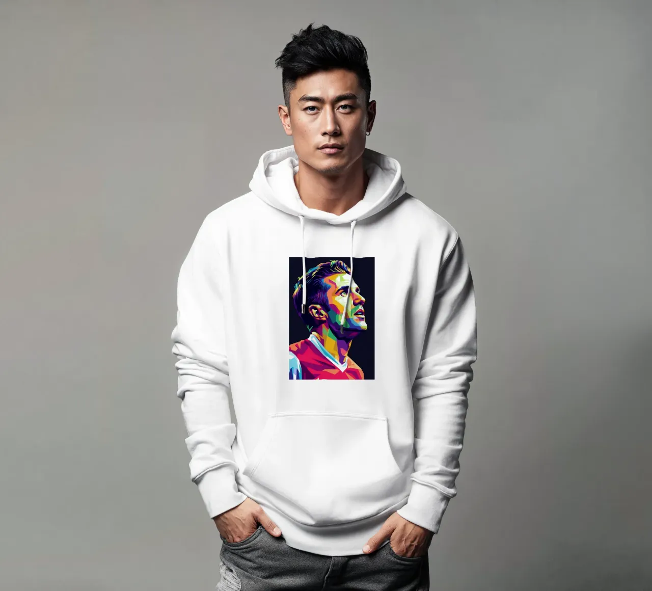 Ritratto pop art di Robin Van Persie felpa con cappuccio da Hantamrata