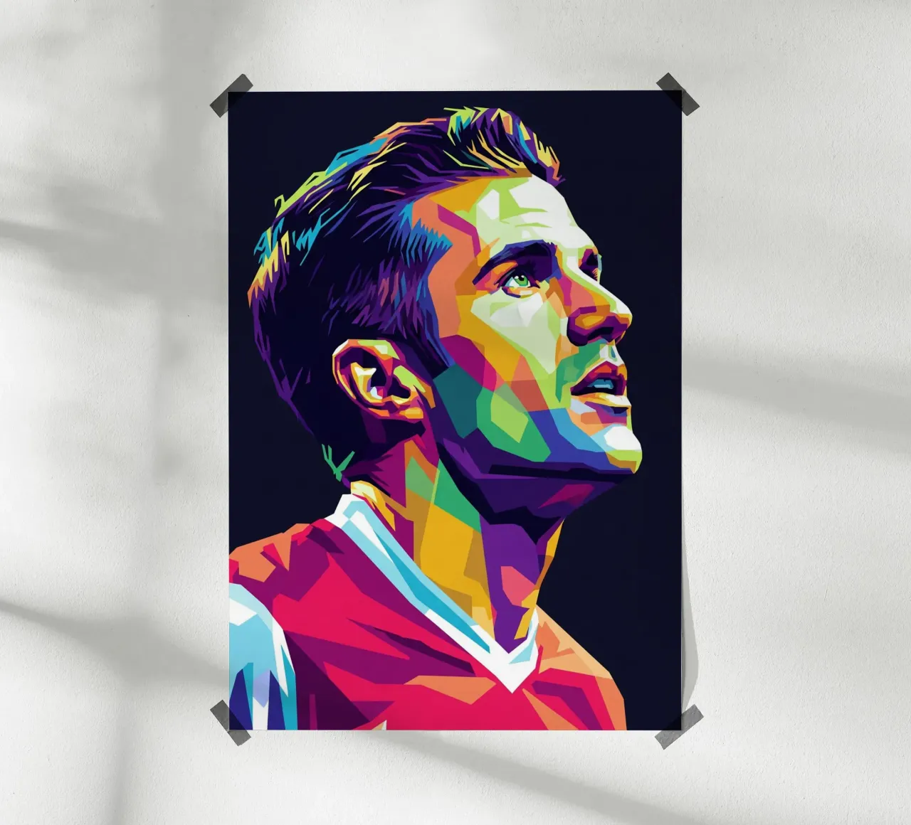 Ritratto pop art di Robin Van Persie poster con telaio in alluminio da Hantamrata