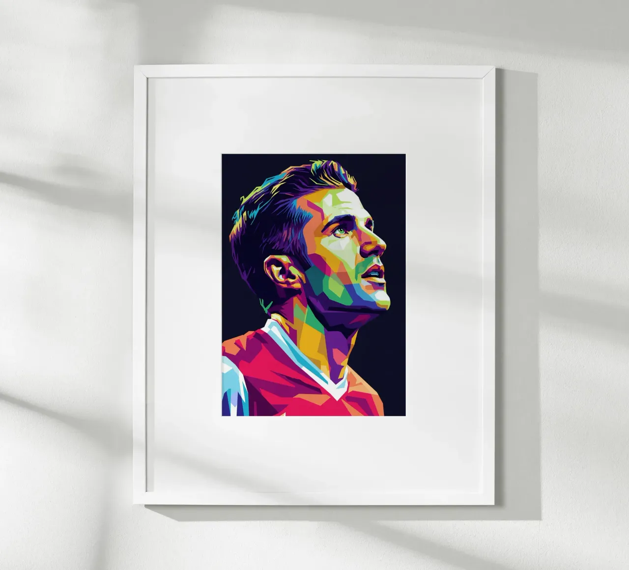 Ritratto pop art di Robin Van Persie poster con telaio in alluminio da Hantamrata