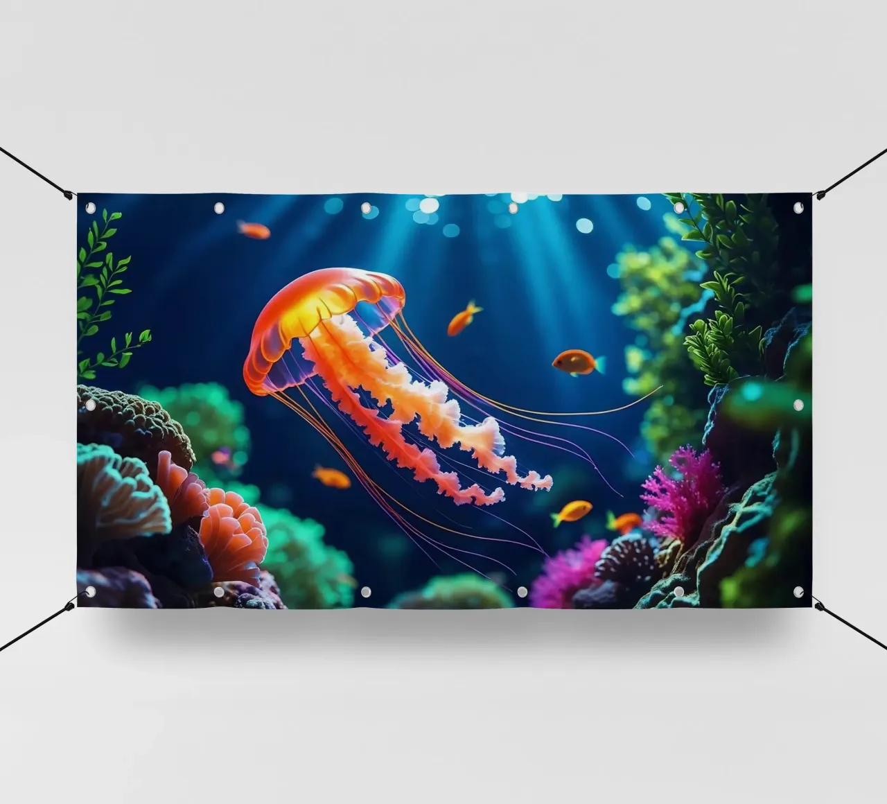 ✨🪼 Ember Drift ✦ Medusa rosso-arancio in Neon Flow 🌙 telo in pvc da LUMAQUA STUDIO