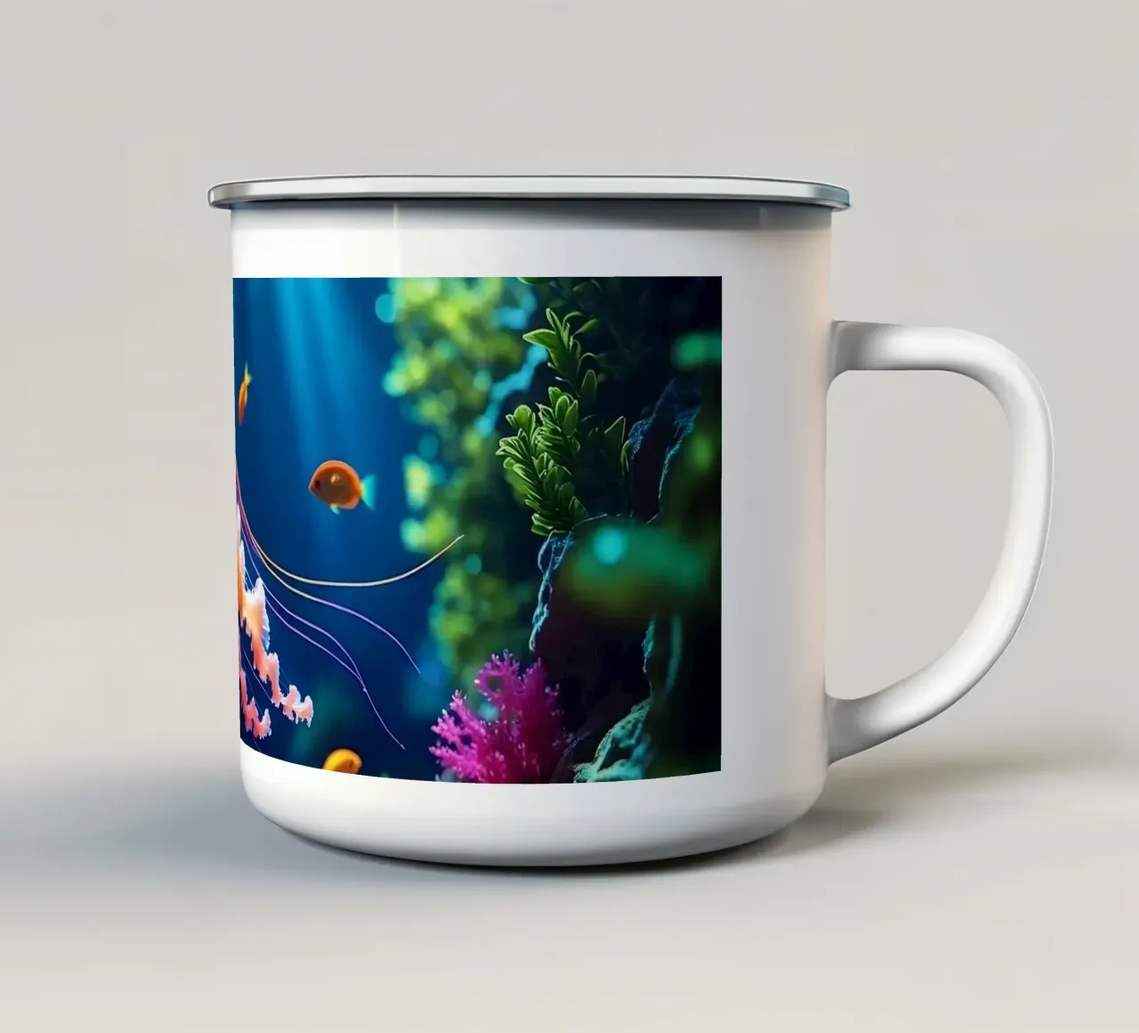 ✨🪼 Ember Drift ✦ Medusa rosso-arancio in Neon Flow 🌙 tazza in smalto da LUMAQUA STUDIO