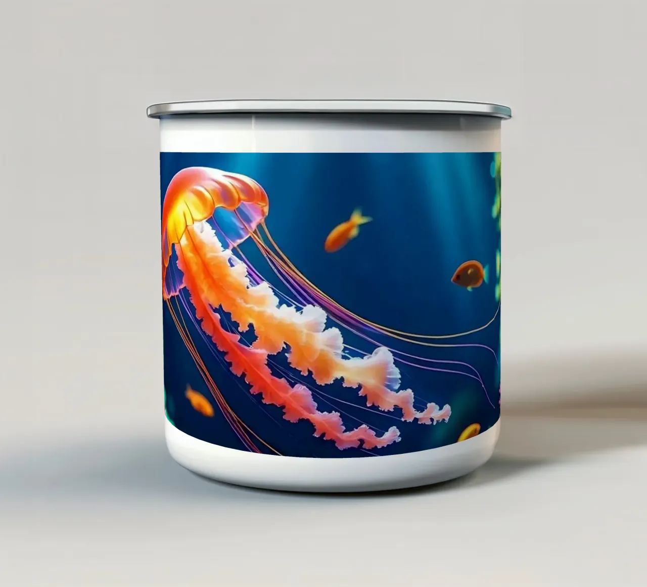 ✨🪼 Ember Drift ✦ Medusa rosso-arancio in Neon Flow 🌙 tazza in smalto da LUMAQUA STUDIO