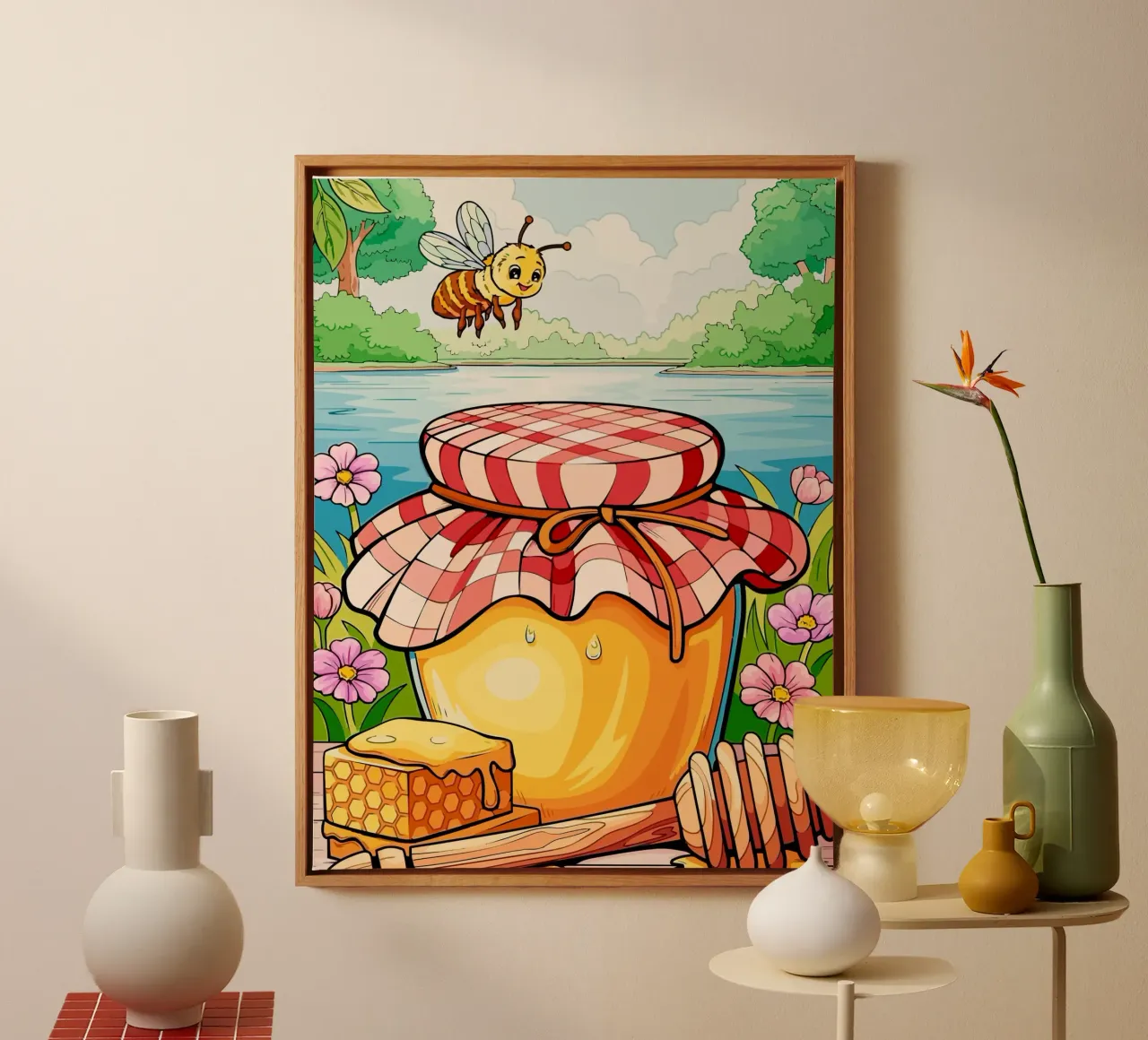 bees and honey tela con Cornice a cassetta da Dumery Art