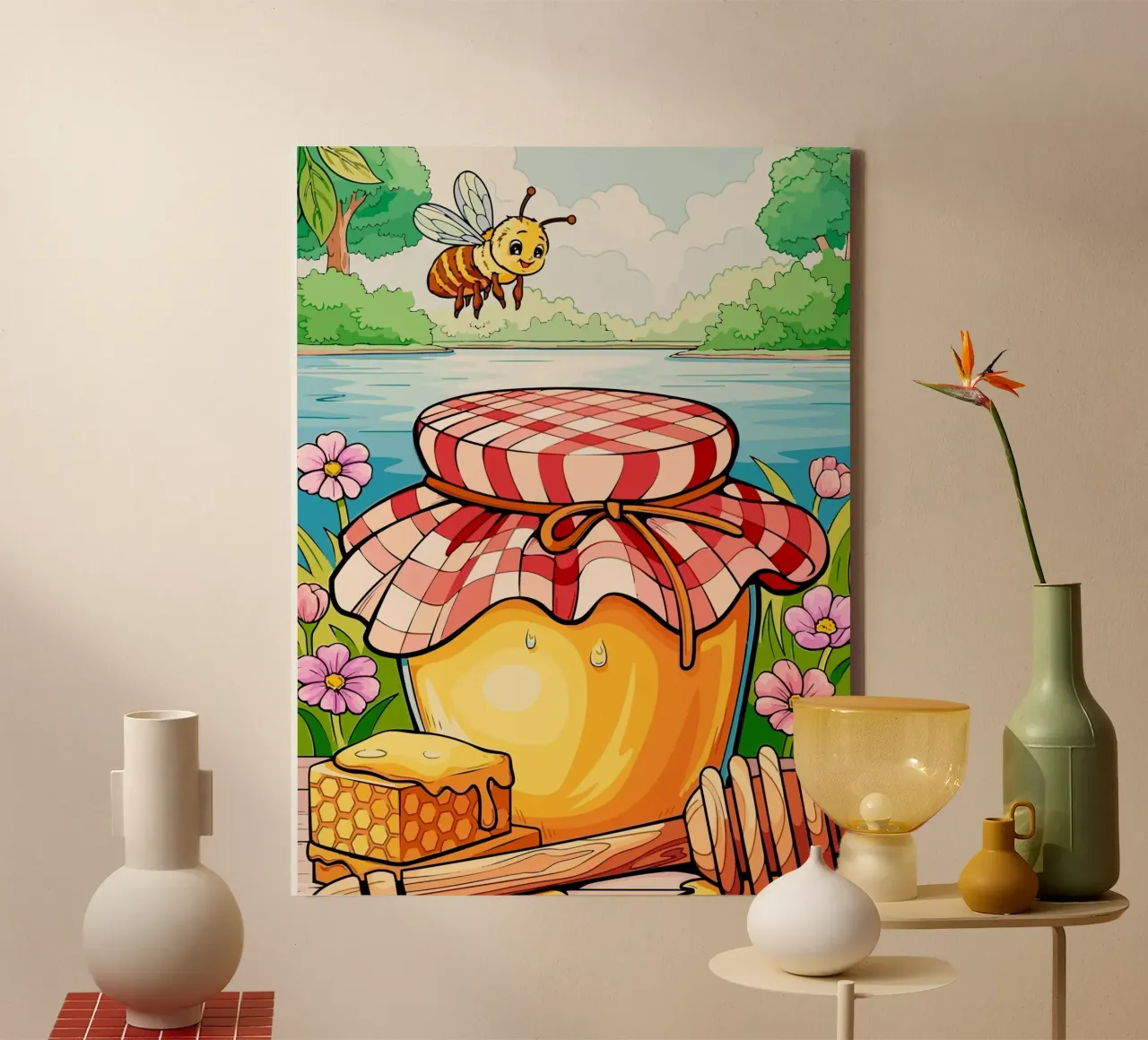 bees and honey tela con Cornice a cassetta da Dumery Art