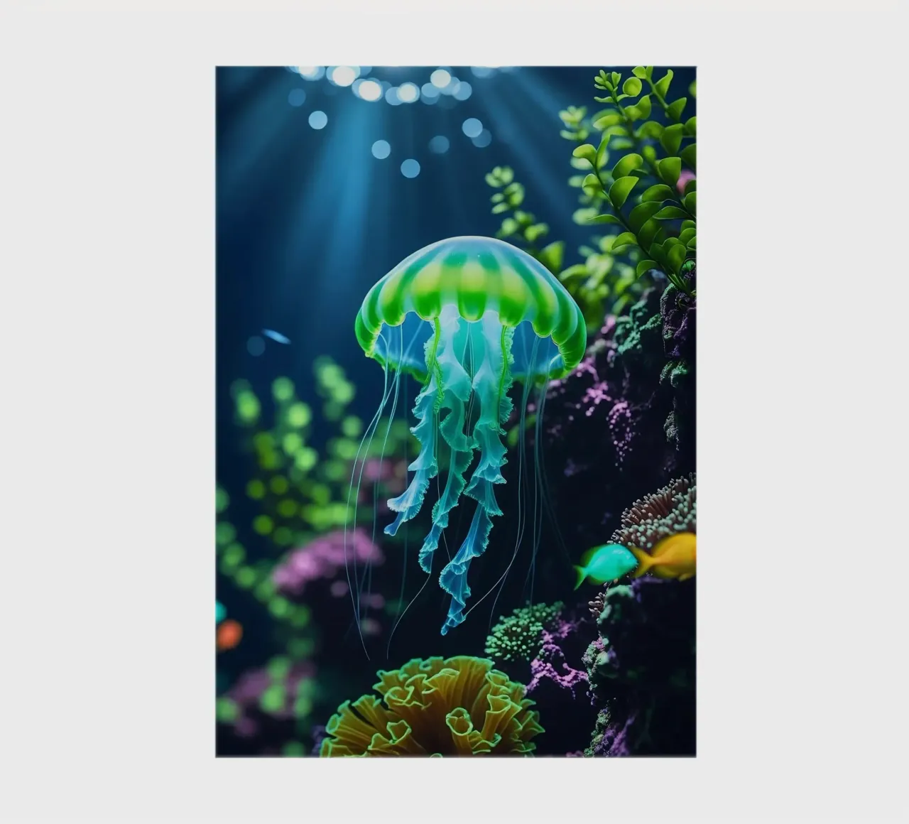 ✨🪼 Glowbloom ✦ Green Jellyfish in Luminous Garden 🌙 notebook by LUMAQUA STUDIO