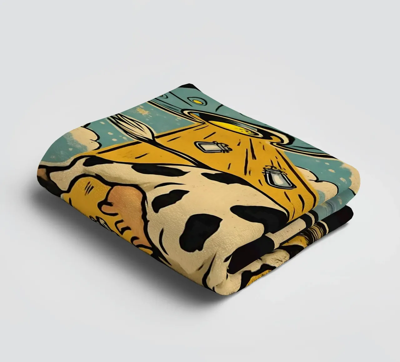 Take Me To Space Cow Abduction towel by 🥝 KIWI STORE
