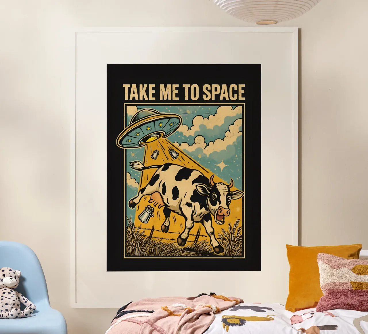 Portatemi nello spazio - rapimento di mucche poster con telaio in plastica da 🥝 KIWI STORE