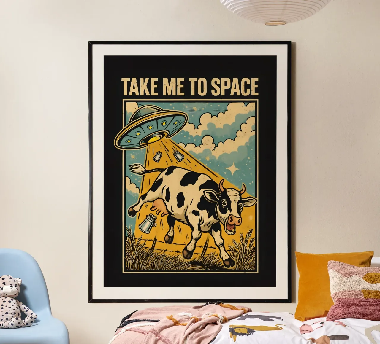 Portatemi nello spazio - rapimento di mucche poster con telaio in plastica da 🥝 KIWI STORE