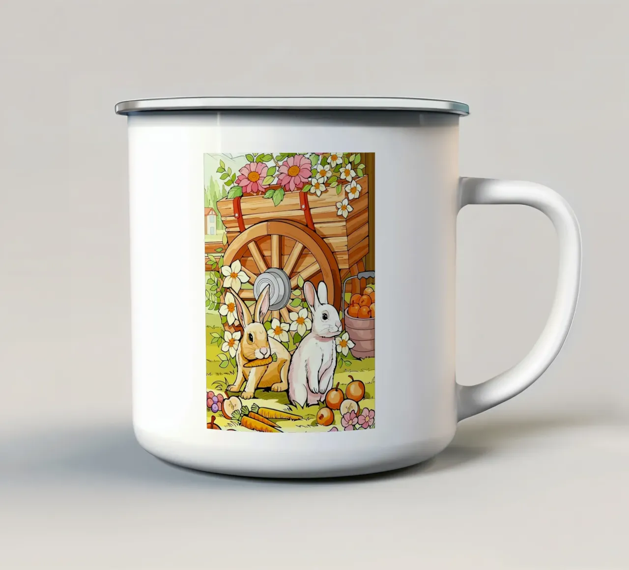 rabbits tazza in smalto da Dumery Art