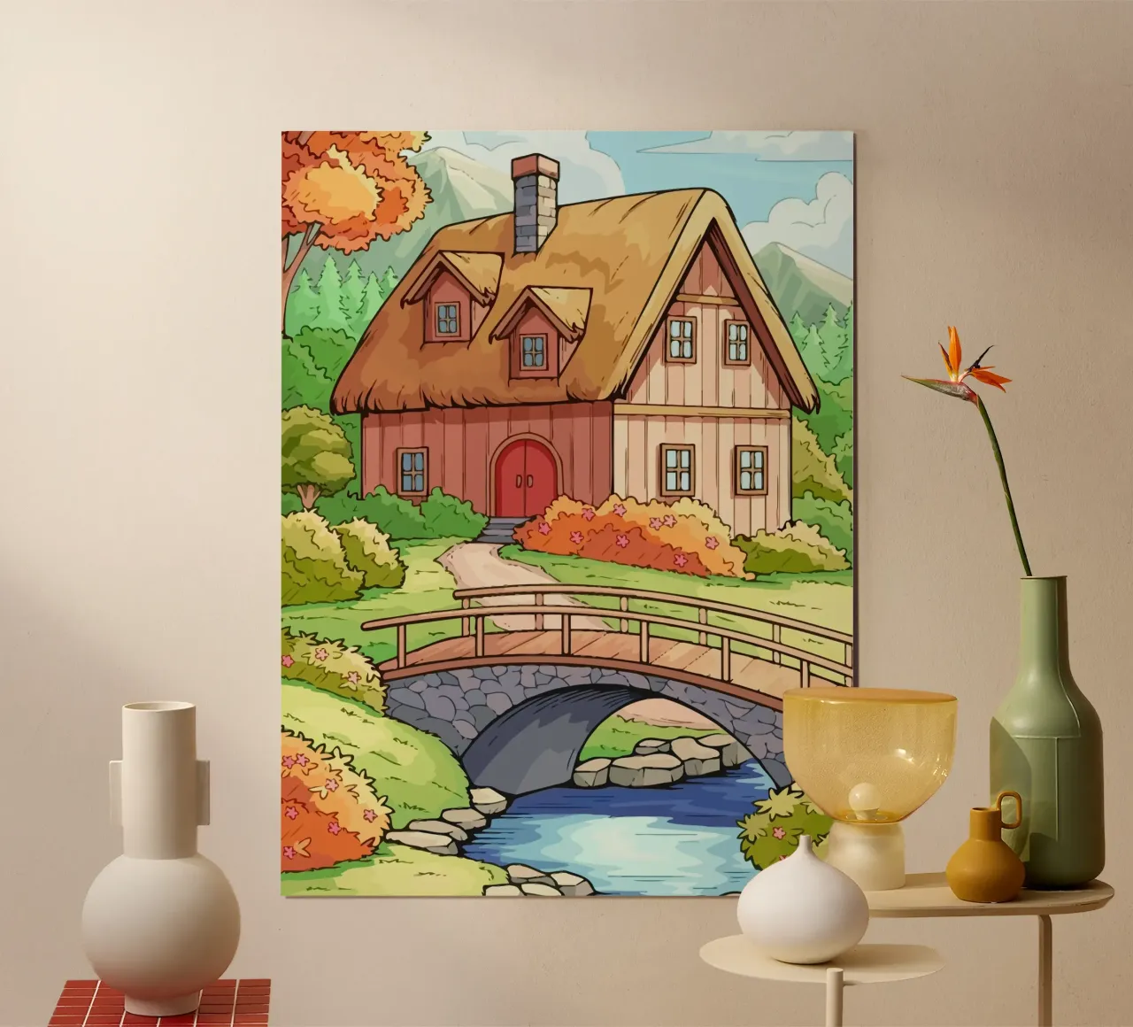 road bridge to the house poster con telaio in plastica da Dumery Art