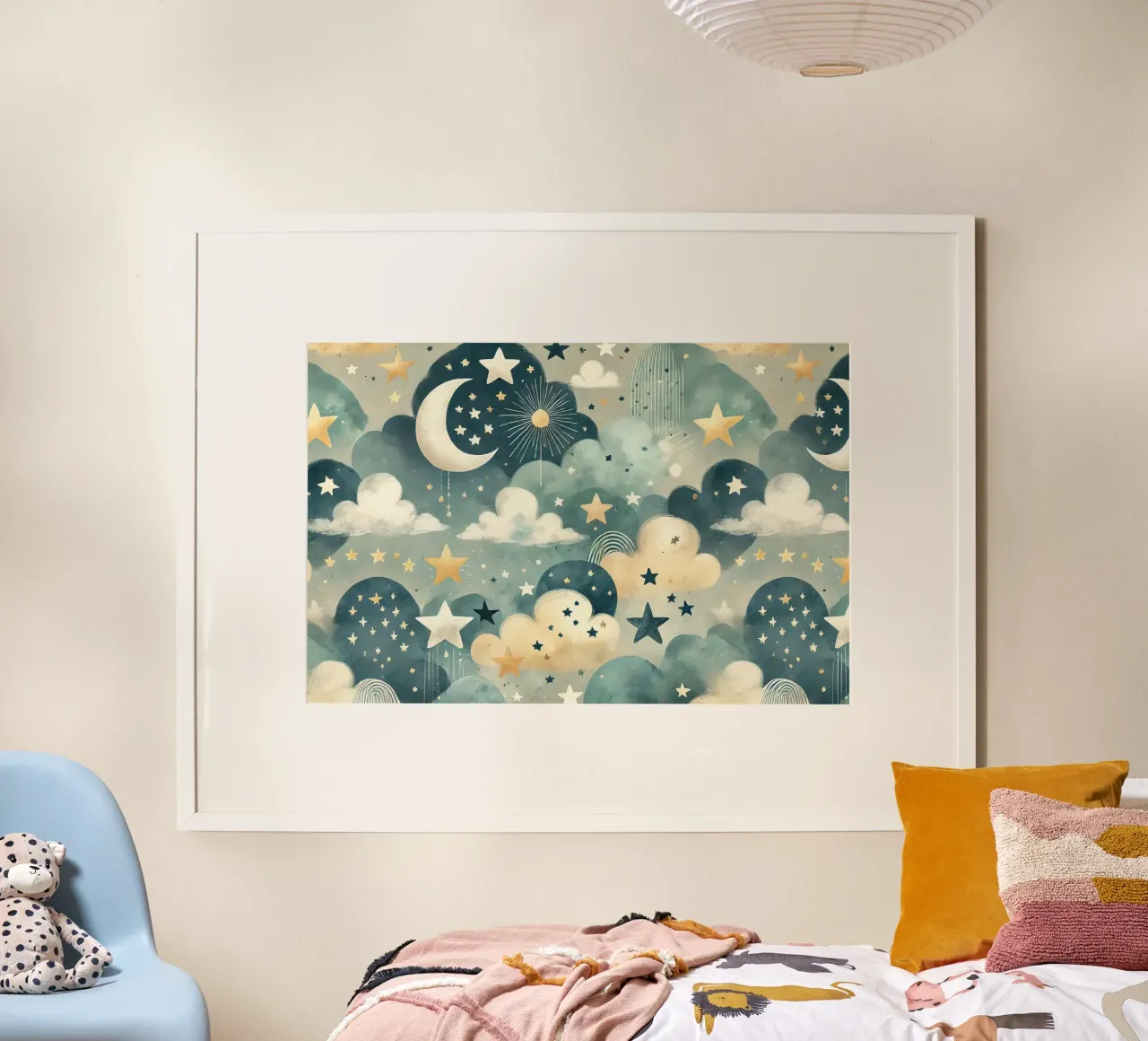 Acquerello Notte stellata poster con telaio in alluminio da Chromatic Fusion Studio