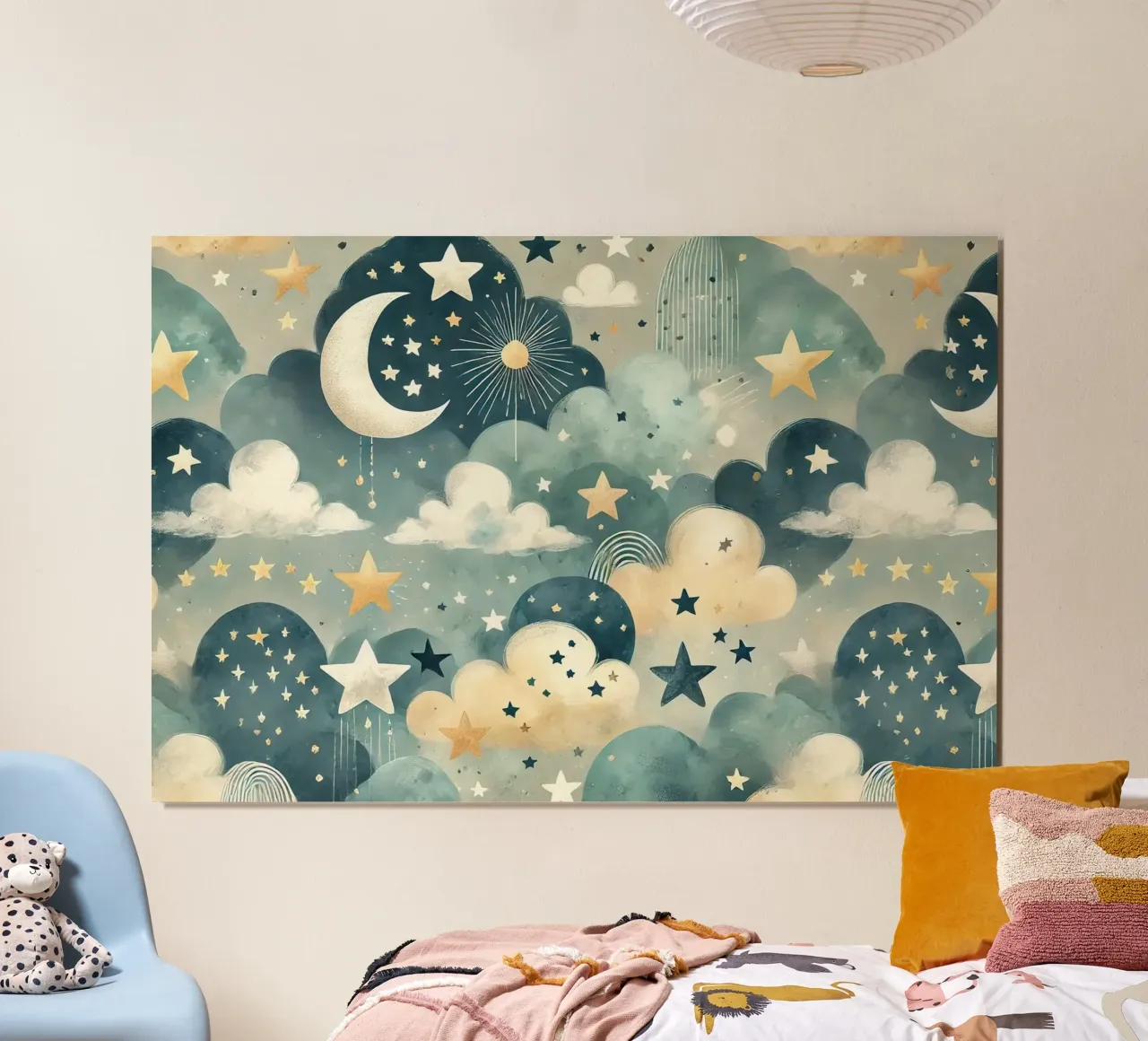 Acquerello Notte stellata poster con telaio in alluminio da Chromatic Fusion Studio