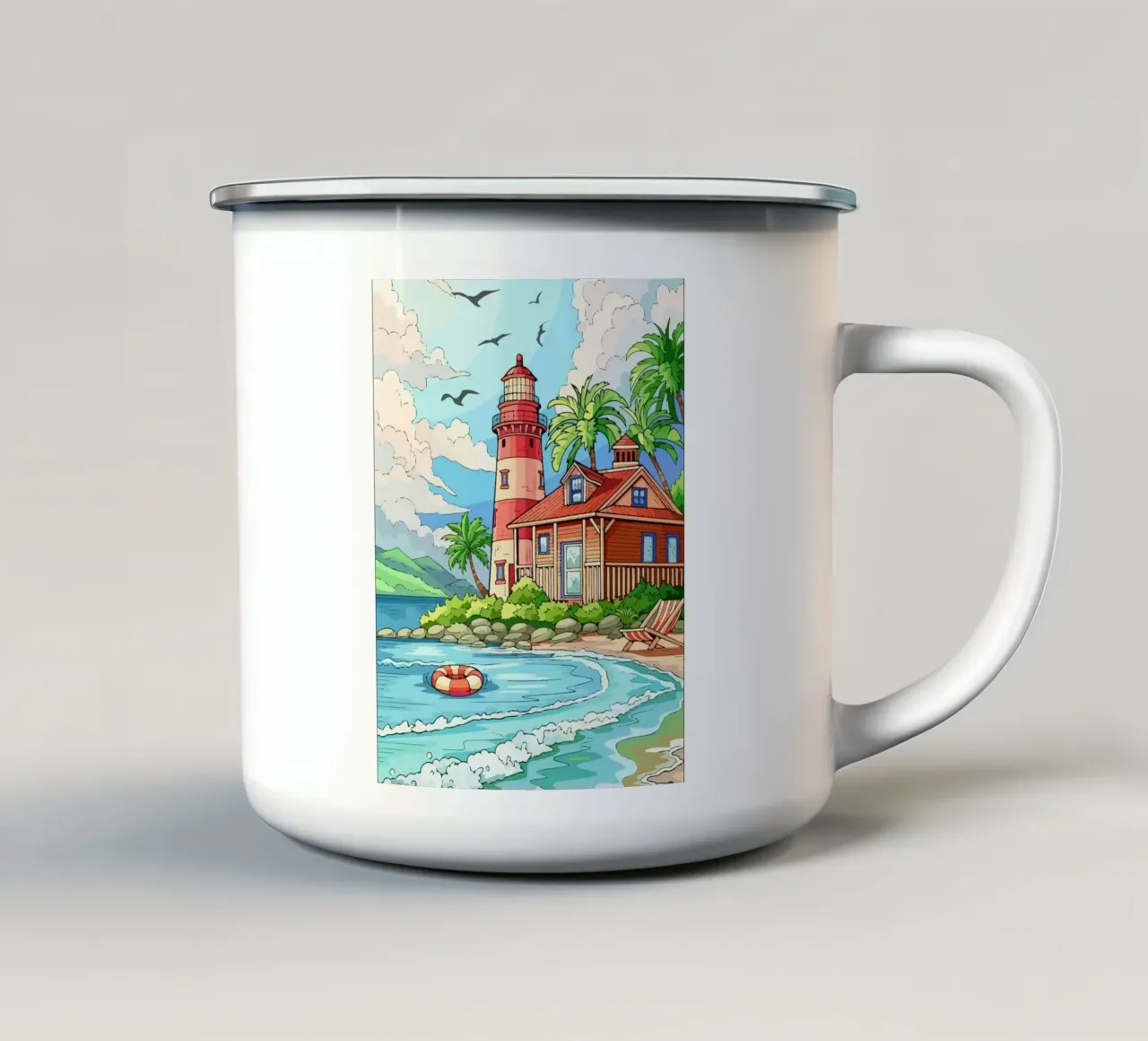 house on the beach tazza in smalto da Dumery Art