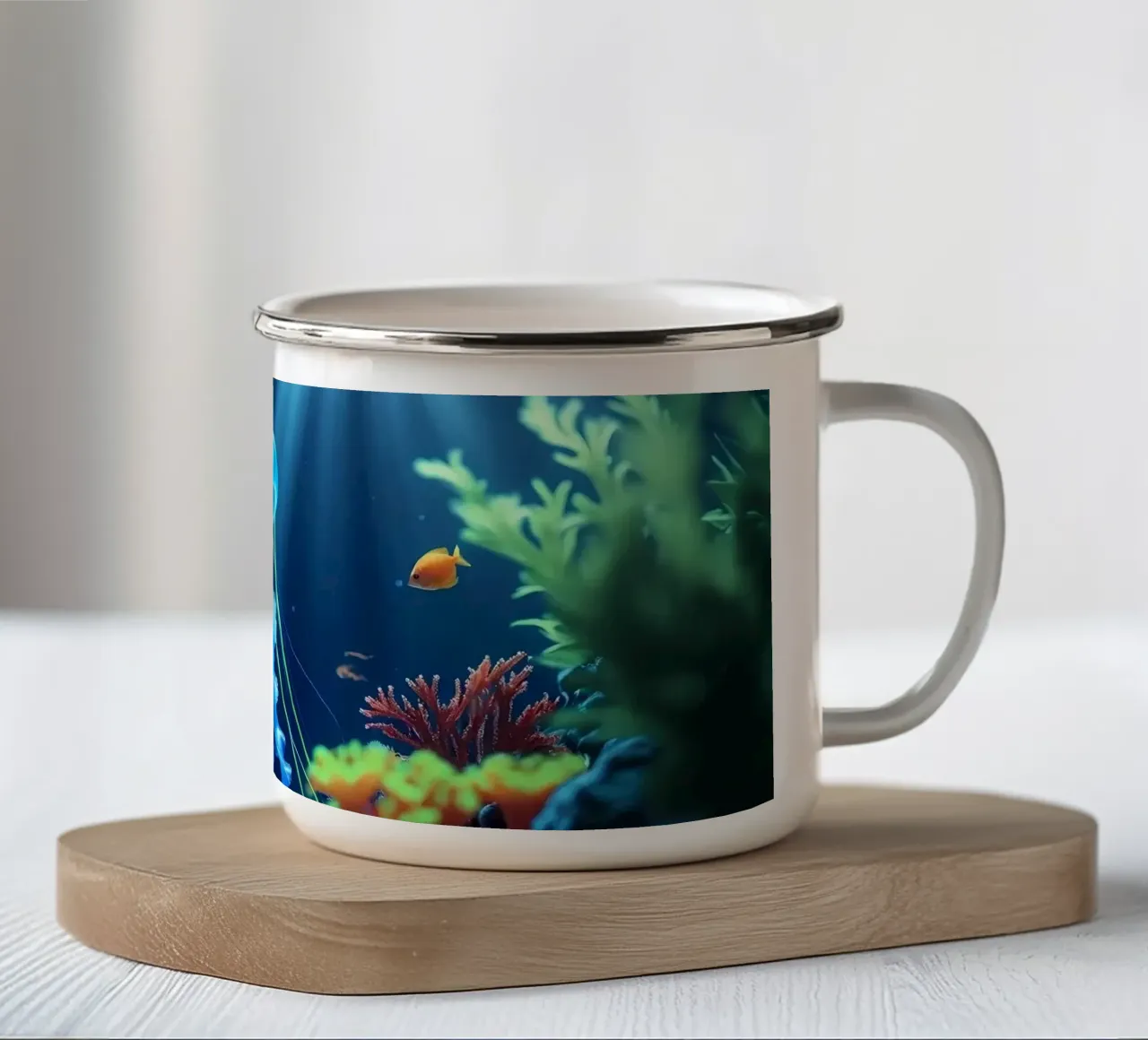 ✨🪼 Deriva silenziosa ✦ Meduse blu in acque lunari 🌙 tazza in smalto da LUMAQUA STUDIO
