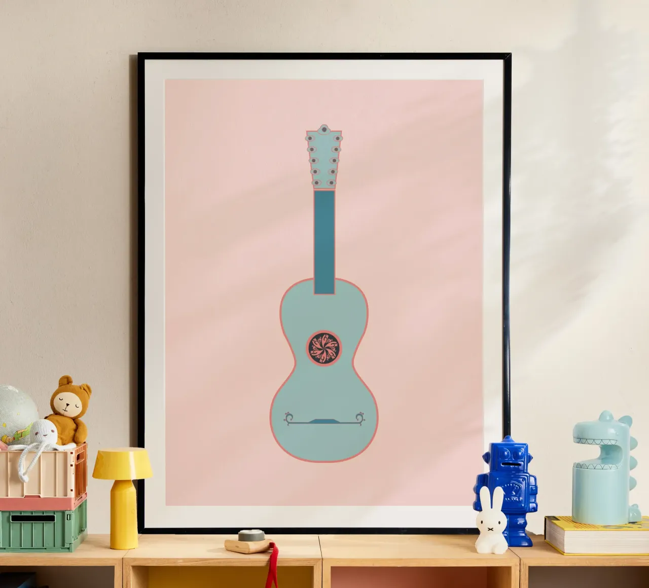 Gitarre, Barock Gitarre, Chitarra, Guitar, Musik Instrument poster with aluminum frame by LAPIS-Design