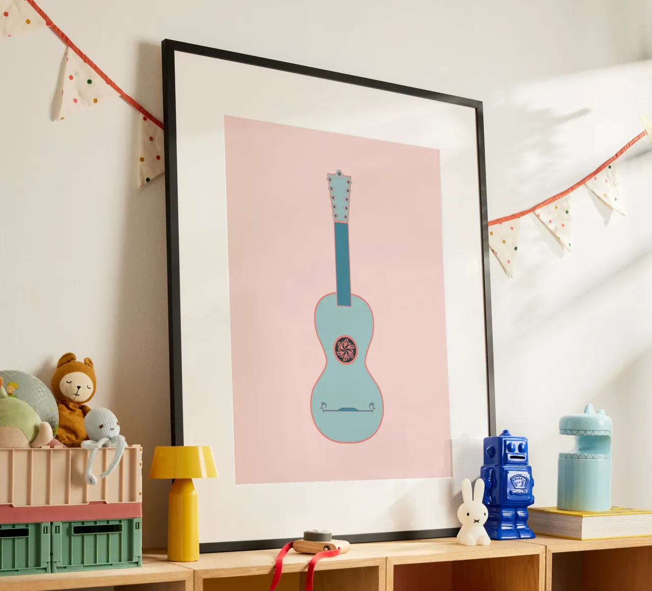 Gitarre, Barock Gitarre, Chitarra, Guitar, Musik Instrument poster with aluminum frame by LAPIS-Design