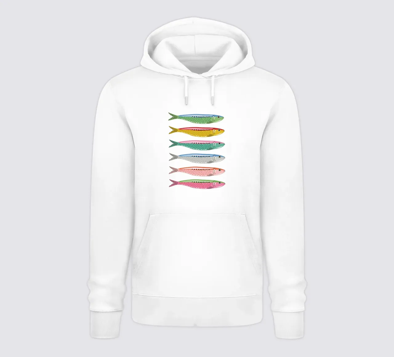 Rainbow coloured sardines felpa con cappuccio da Vivdesign