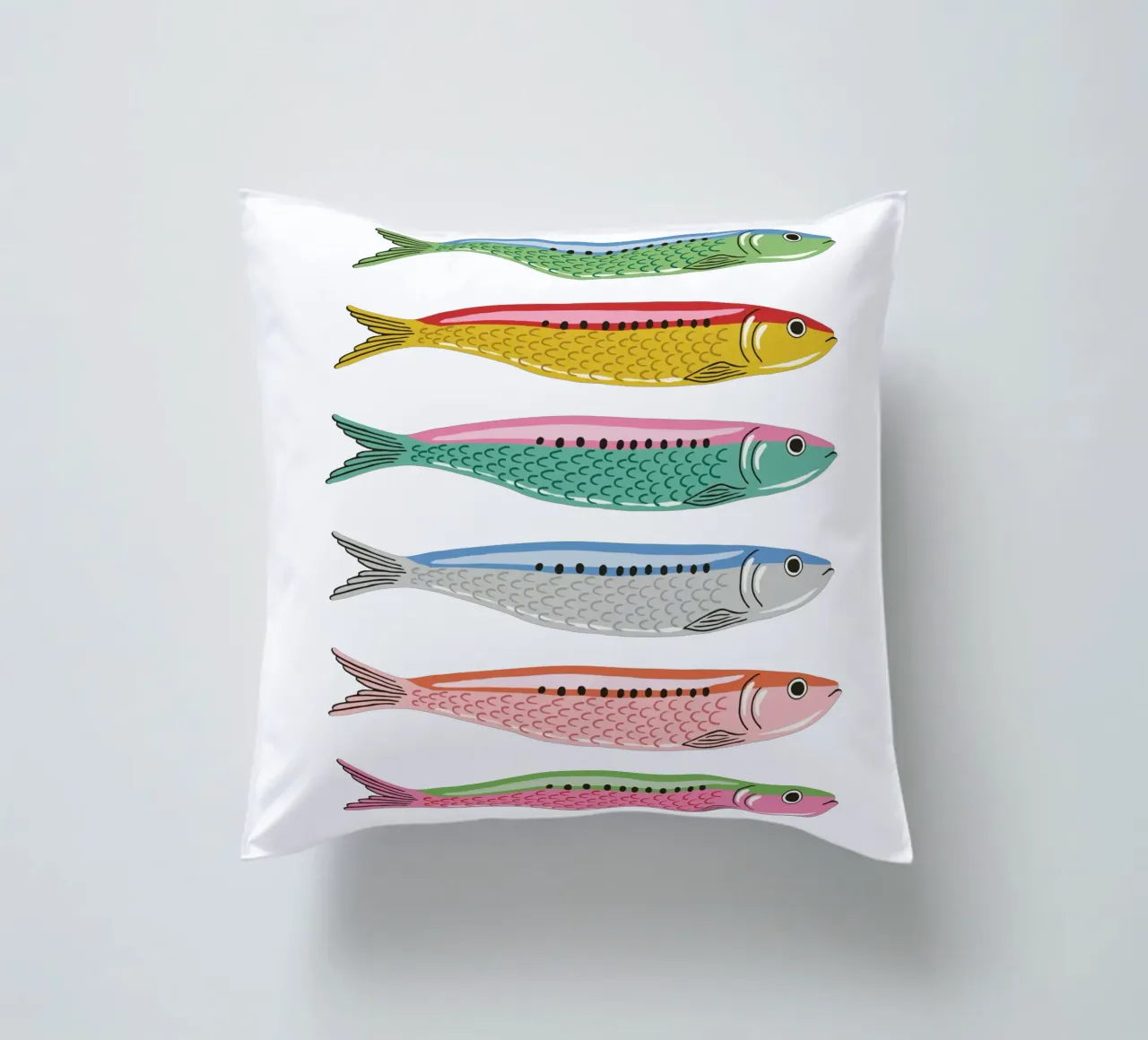 Rainbow coloured sardines cuscino da Vivdesign