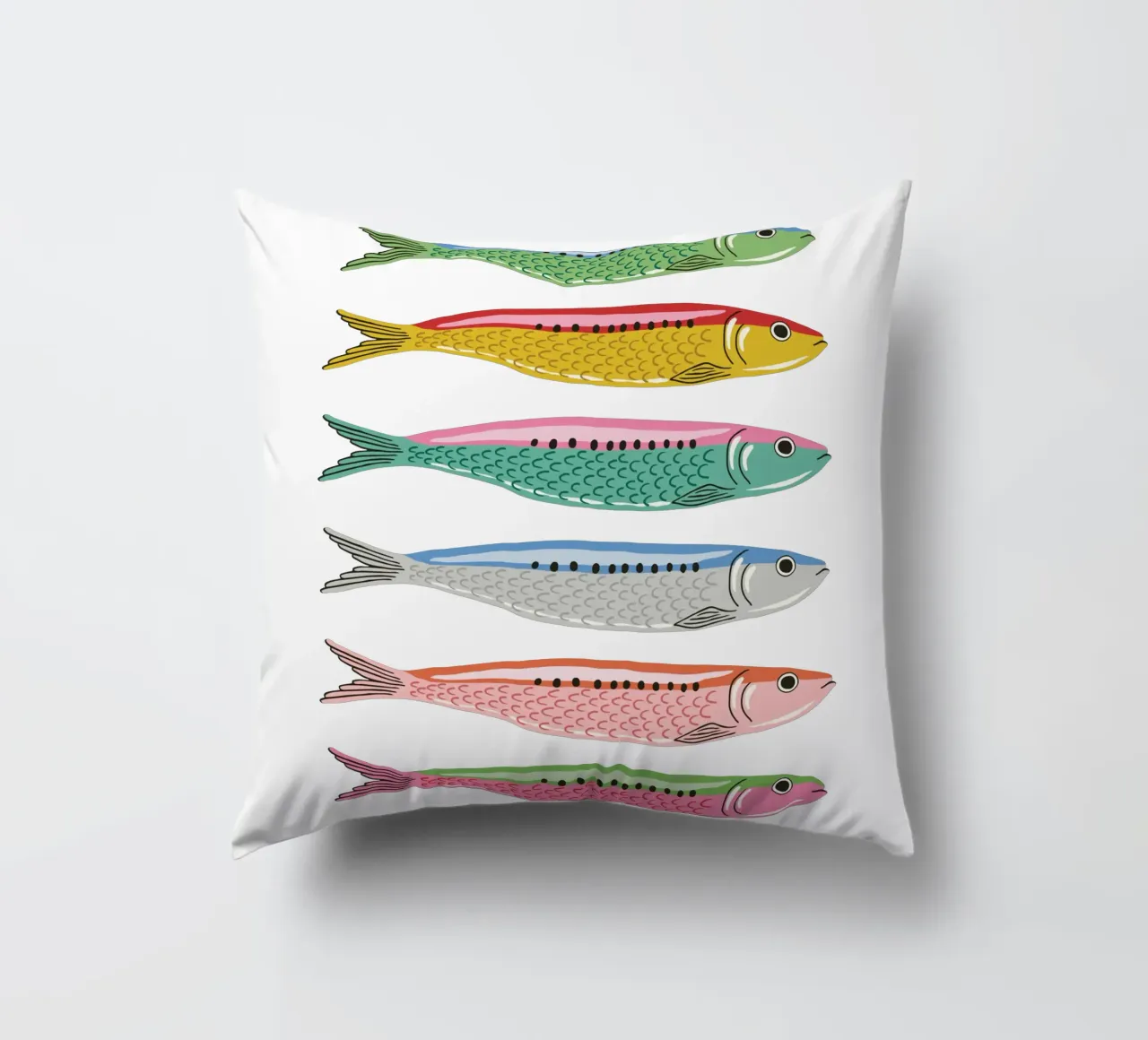 Rainbow coloured sardines cuscino da Vivdesign