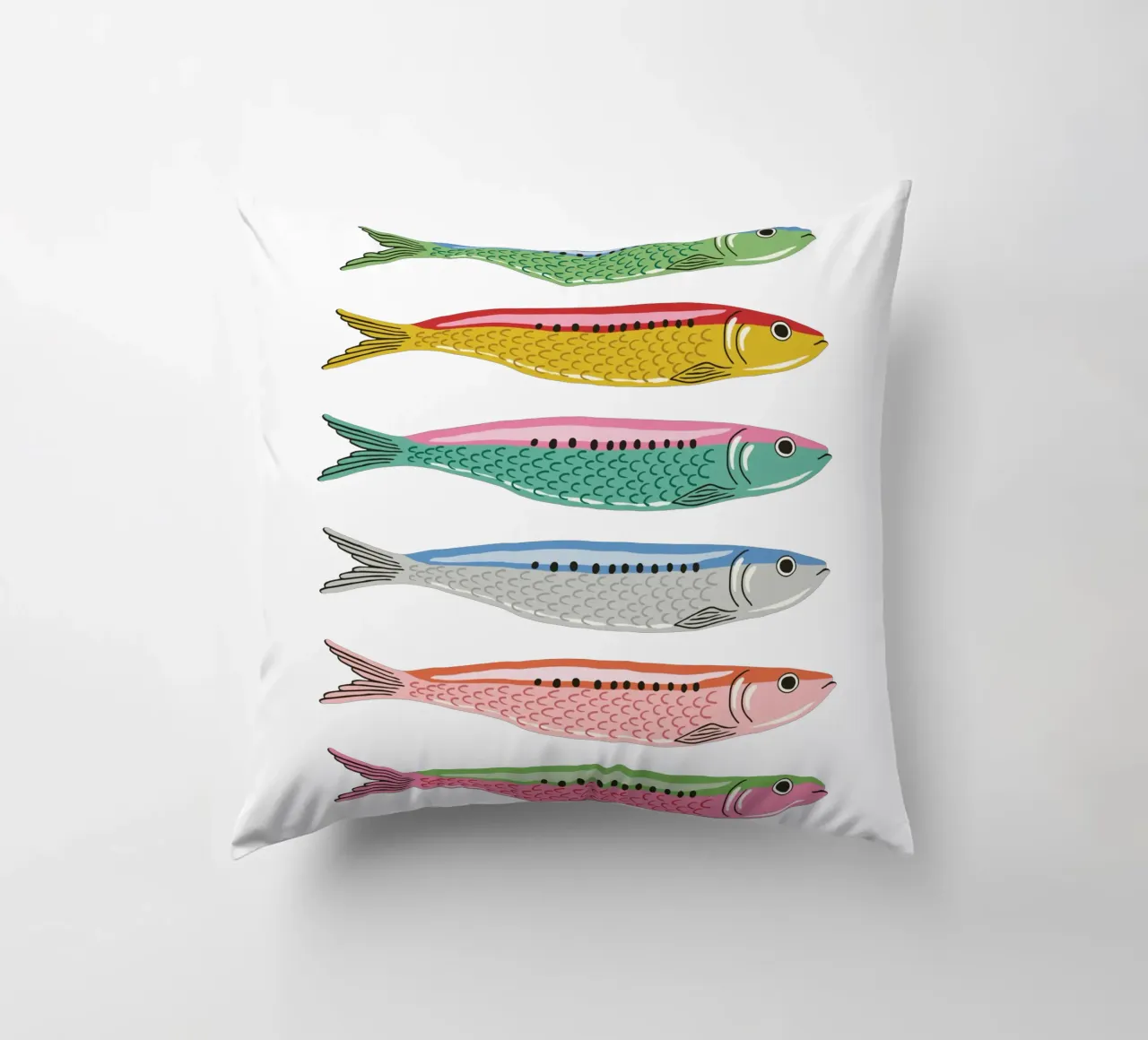 Rainbow coloured sardines cuscino da Vivdesign